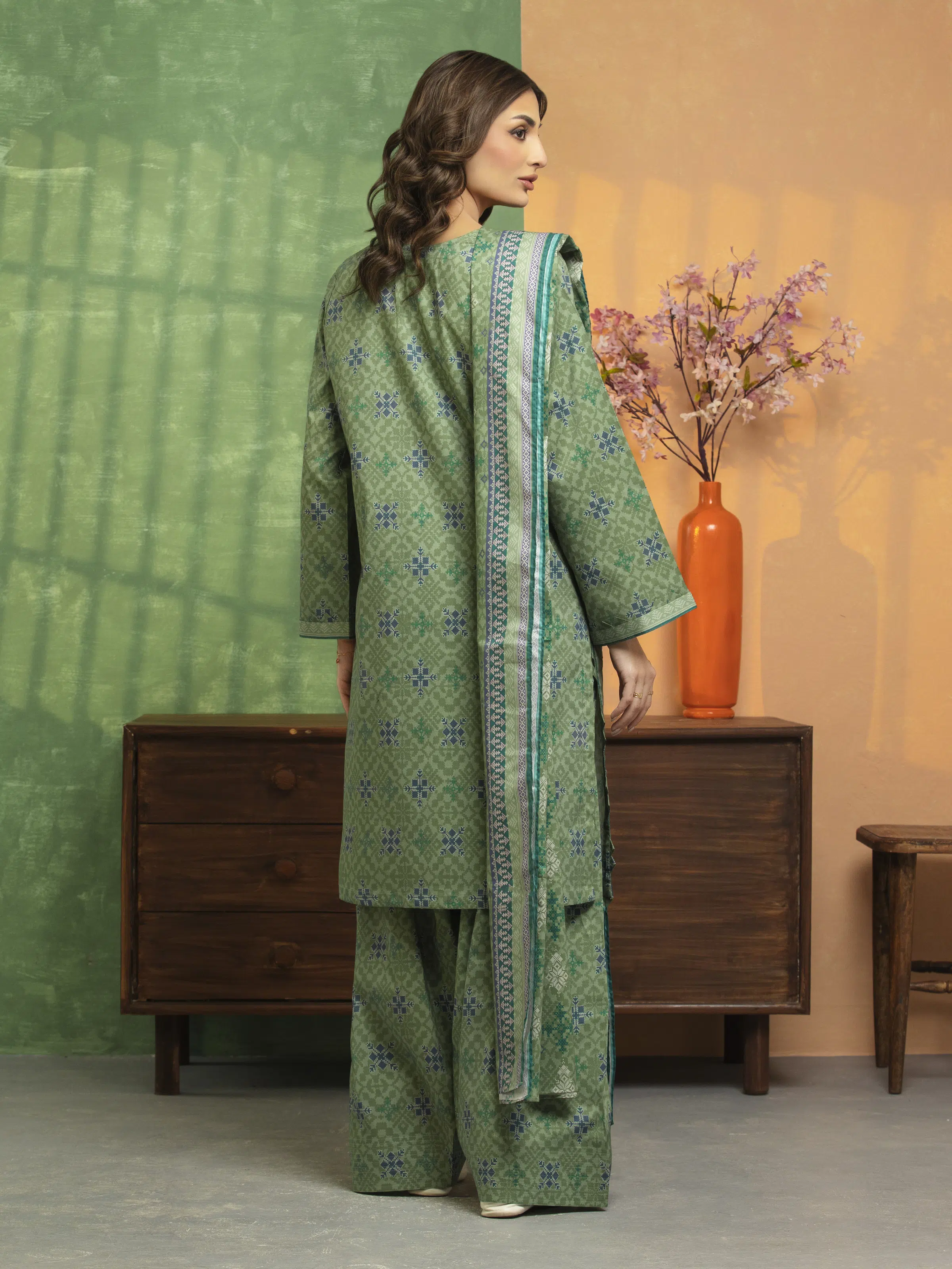 Printed Lawn Suit - EWU5A1-35198-3P - Image 2