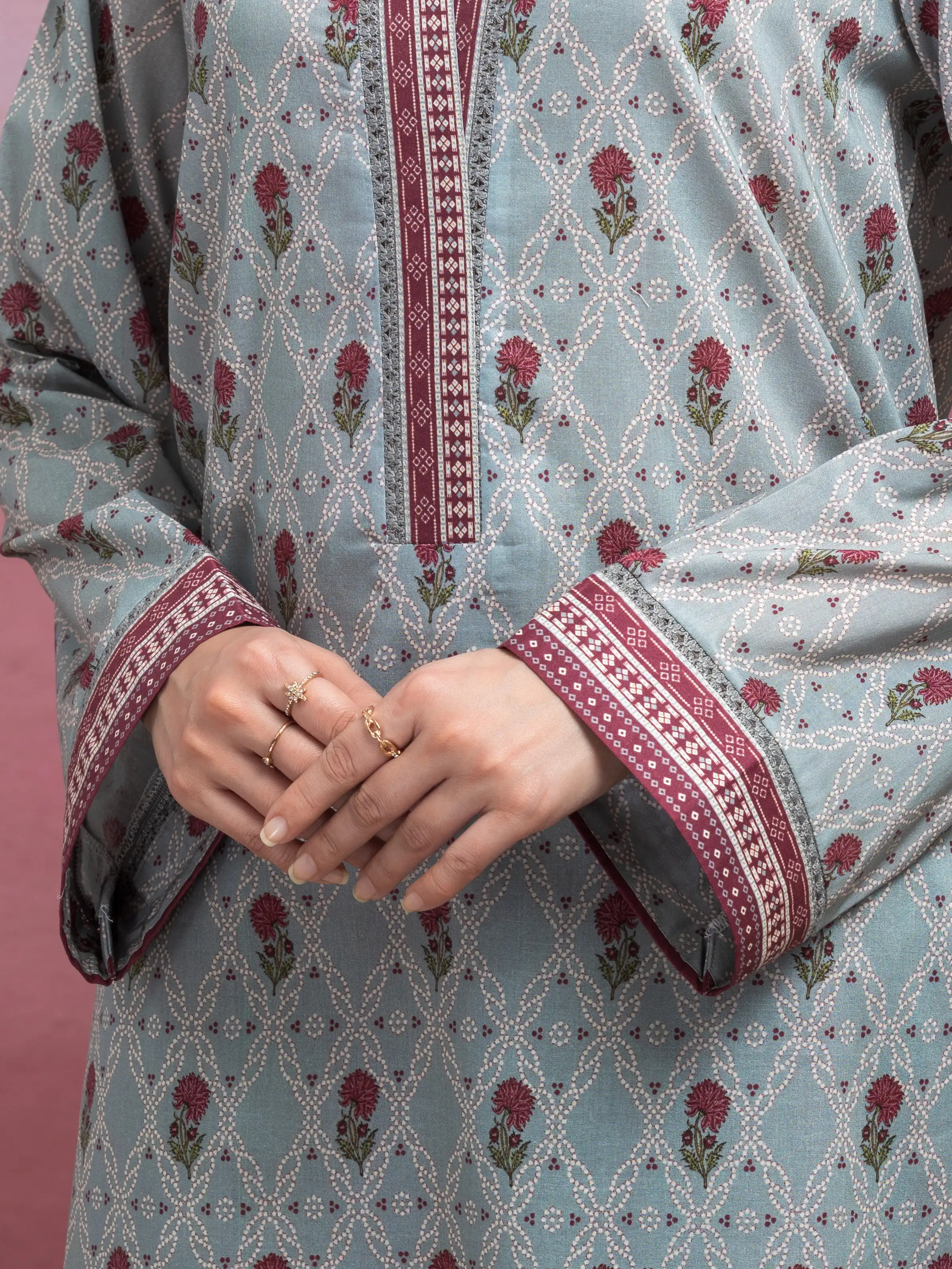 Printed Lawn Suit - EWU5A1-35068-3P - Image 4