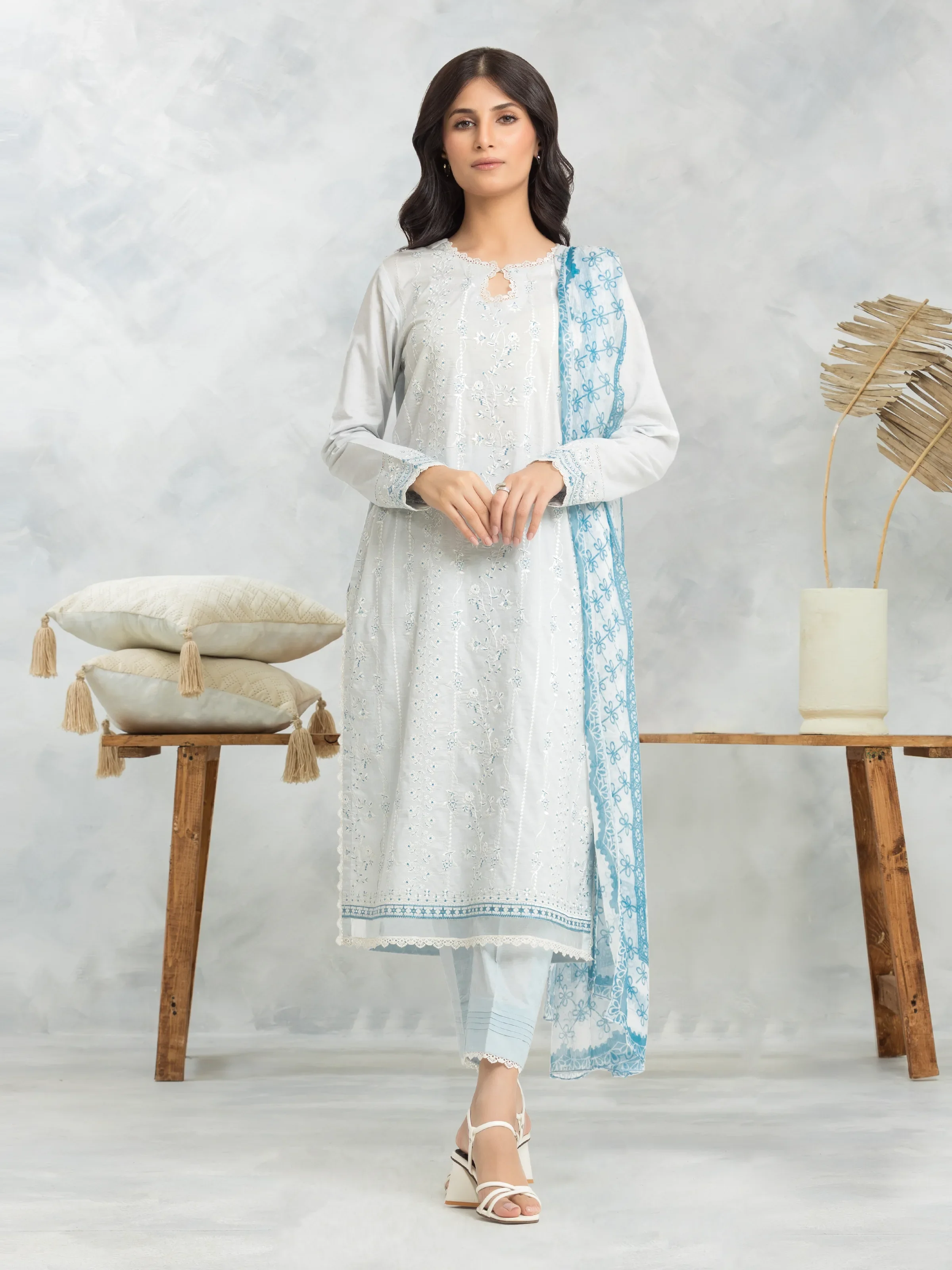 Embroidered Cambric Suit - EWU24V2-28614-3P