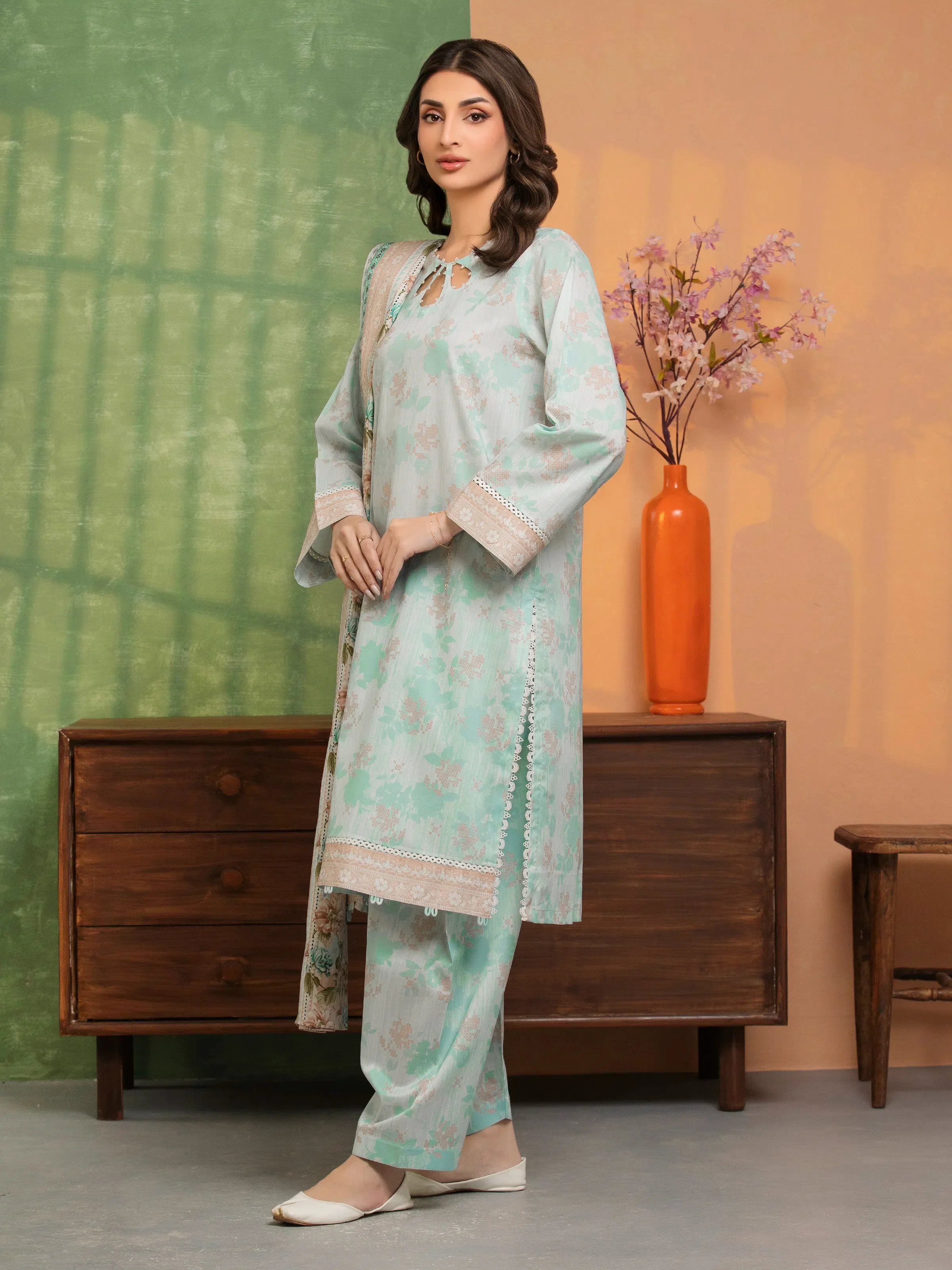 Printed Lawn Suit - EWU5A1-35241-3P - Image 5