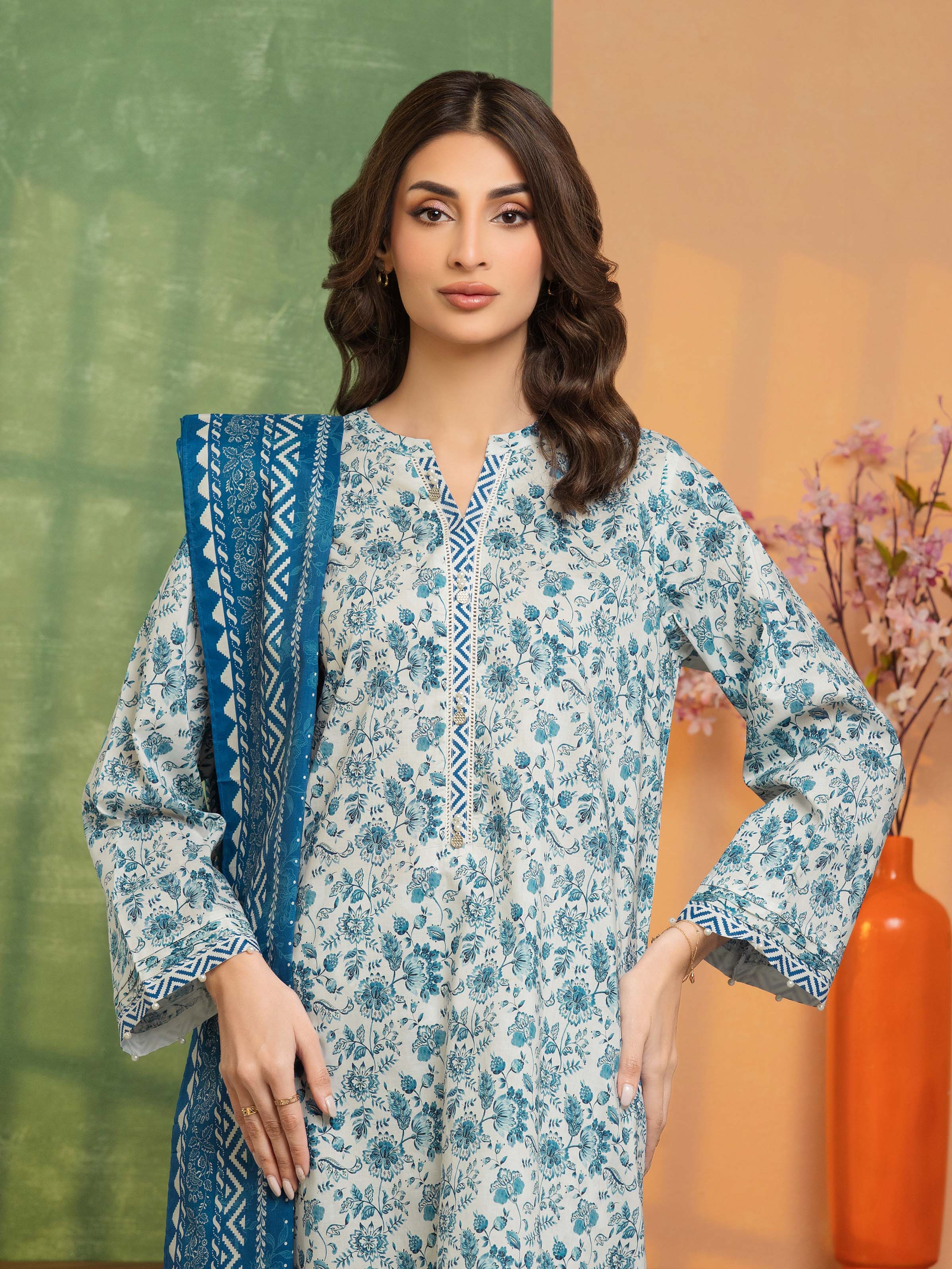 Printed Lawn Suit - EWU5A1-35248-3P - Image 2