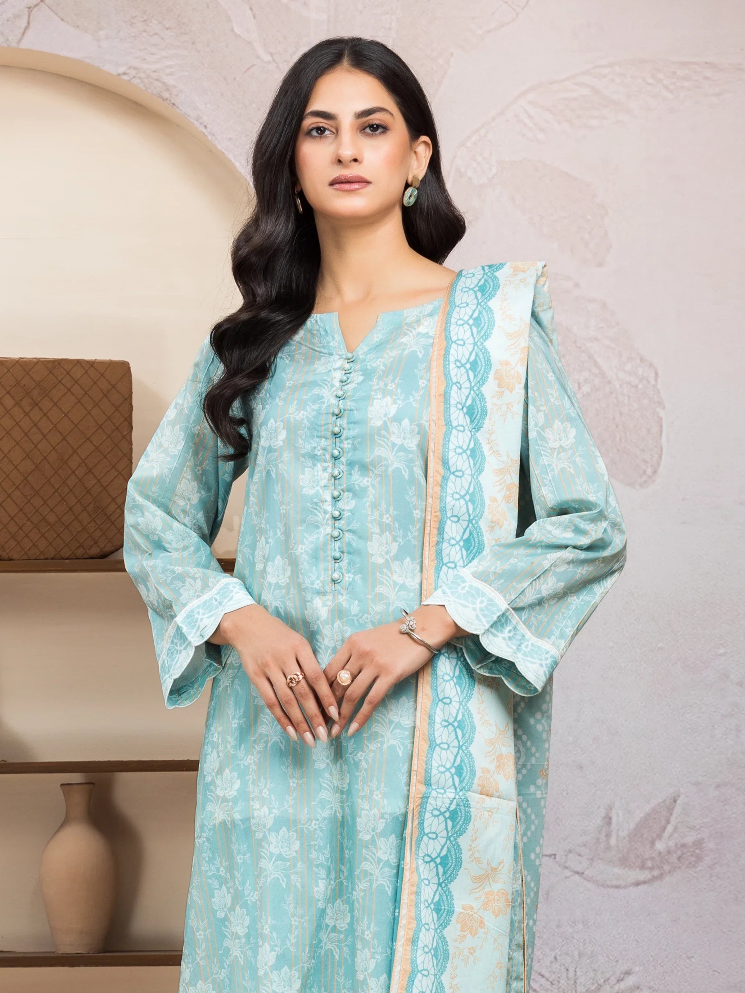 Printed Lawn Suit - EWU5A1-35209-3P - Image 2