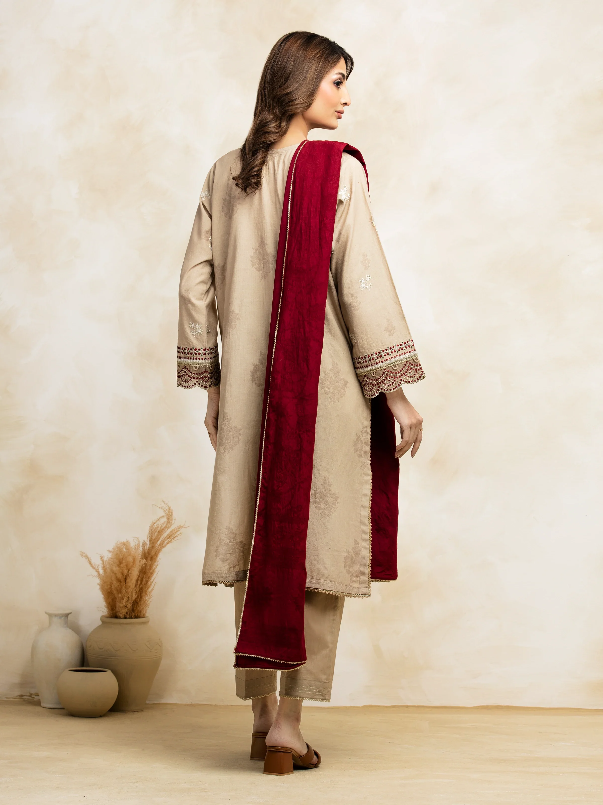Embroidered Jacquard Suit - EWU5V3-31153-3P - Image 2