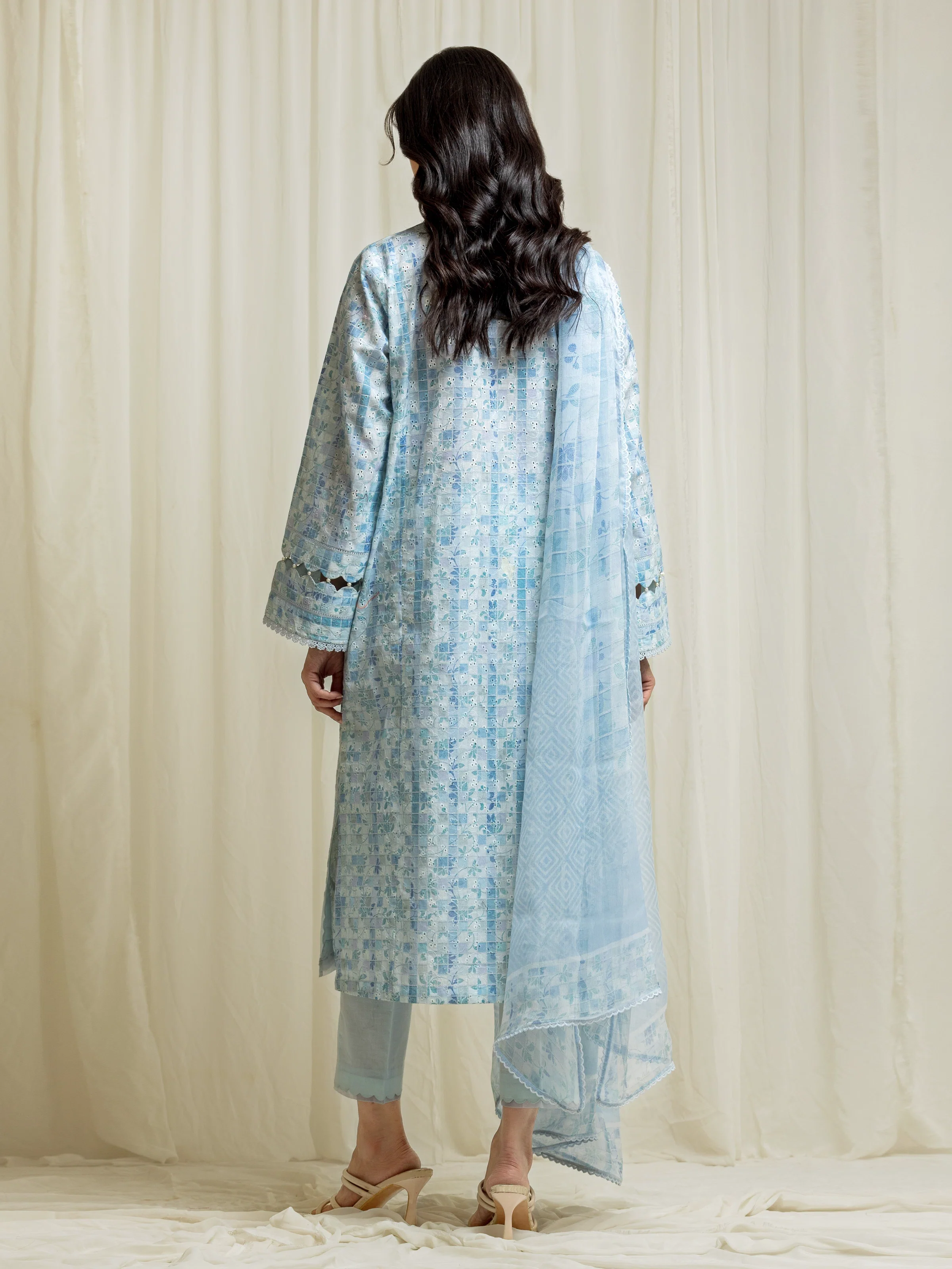Embroidered Cambric Suit - EWU6V2-33508-3P - Image 5