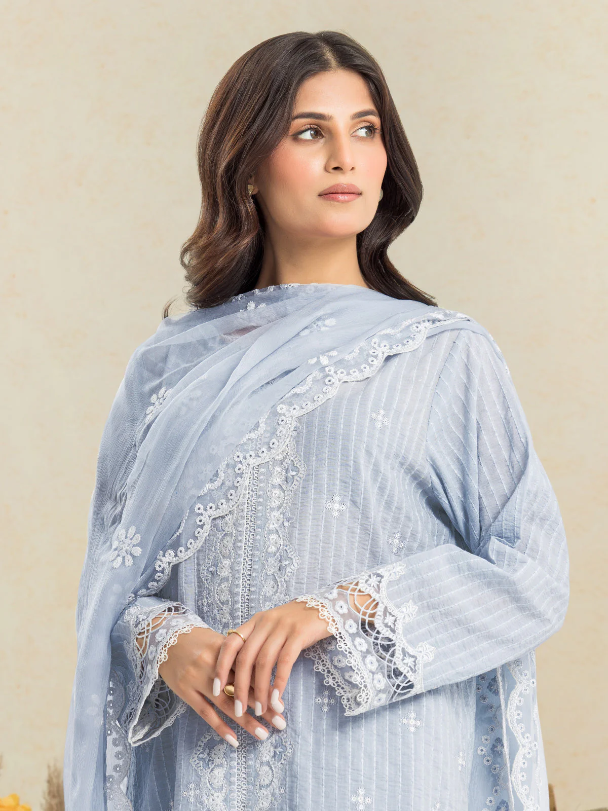 Embroidered Jacquard Shirt Trouser - EWU24V3-30124ST - Image 3