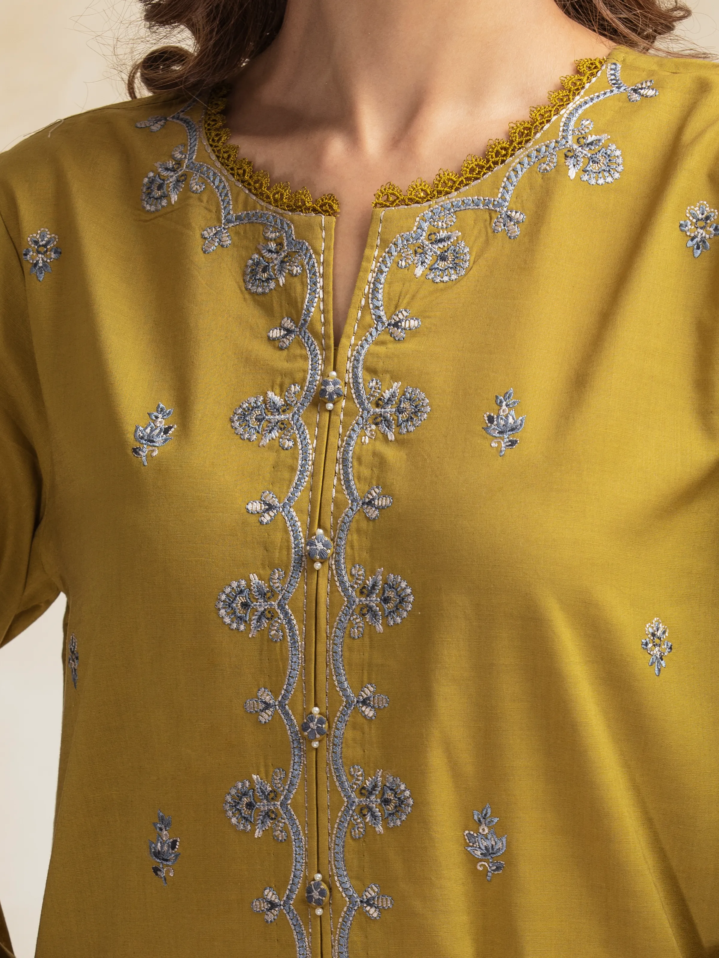 Embroidered Cambric Suit - EWU5V2-31033-3P - Image 5