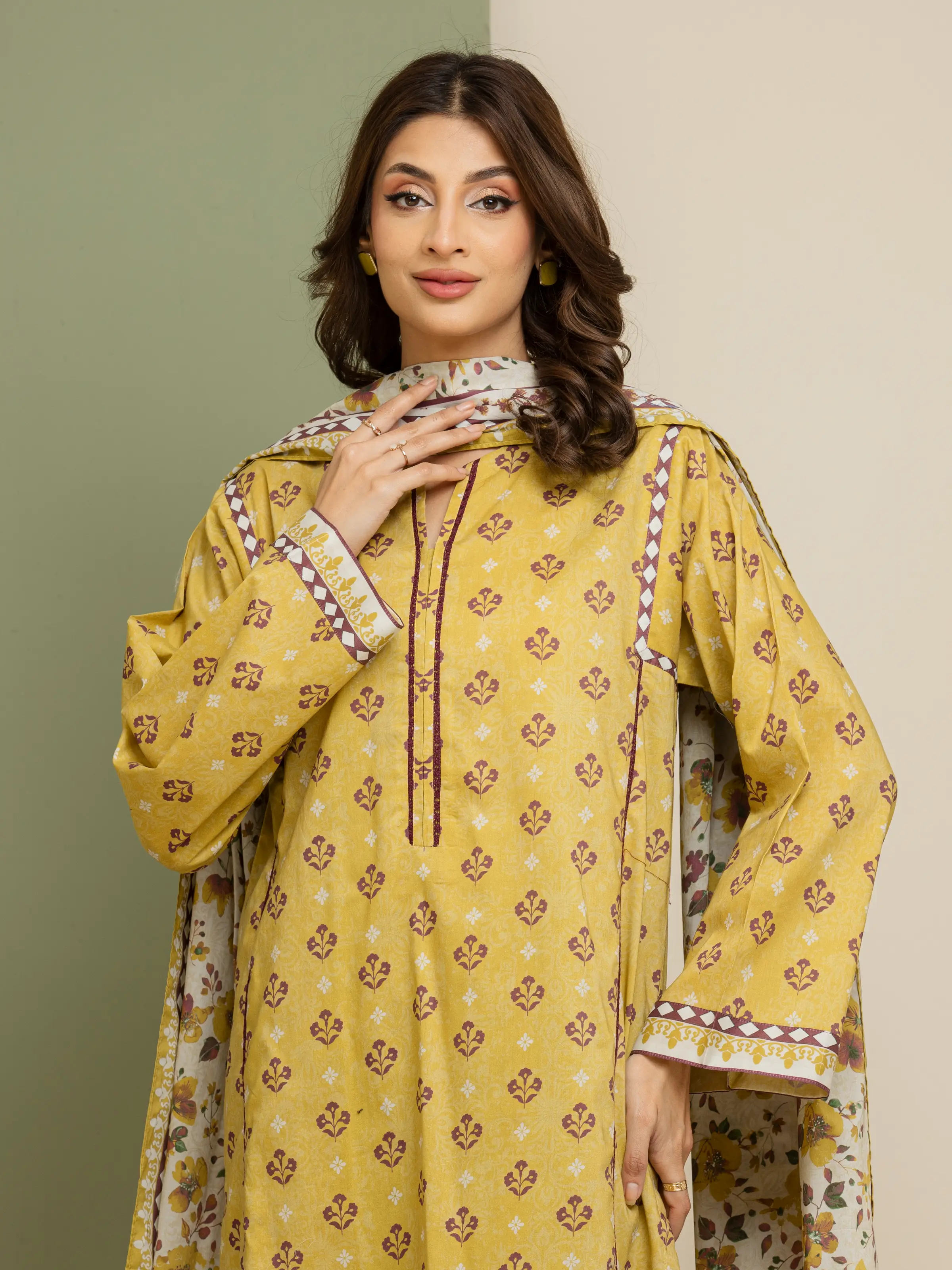 Printed Lawn Suit - EWU5A1-35149-3P - Image 3