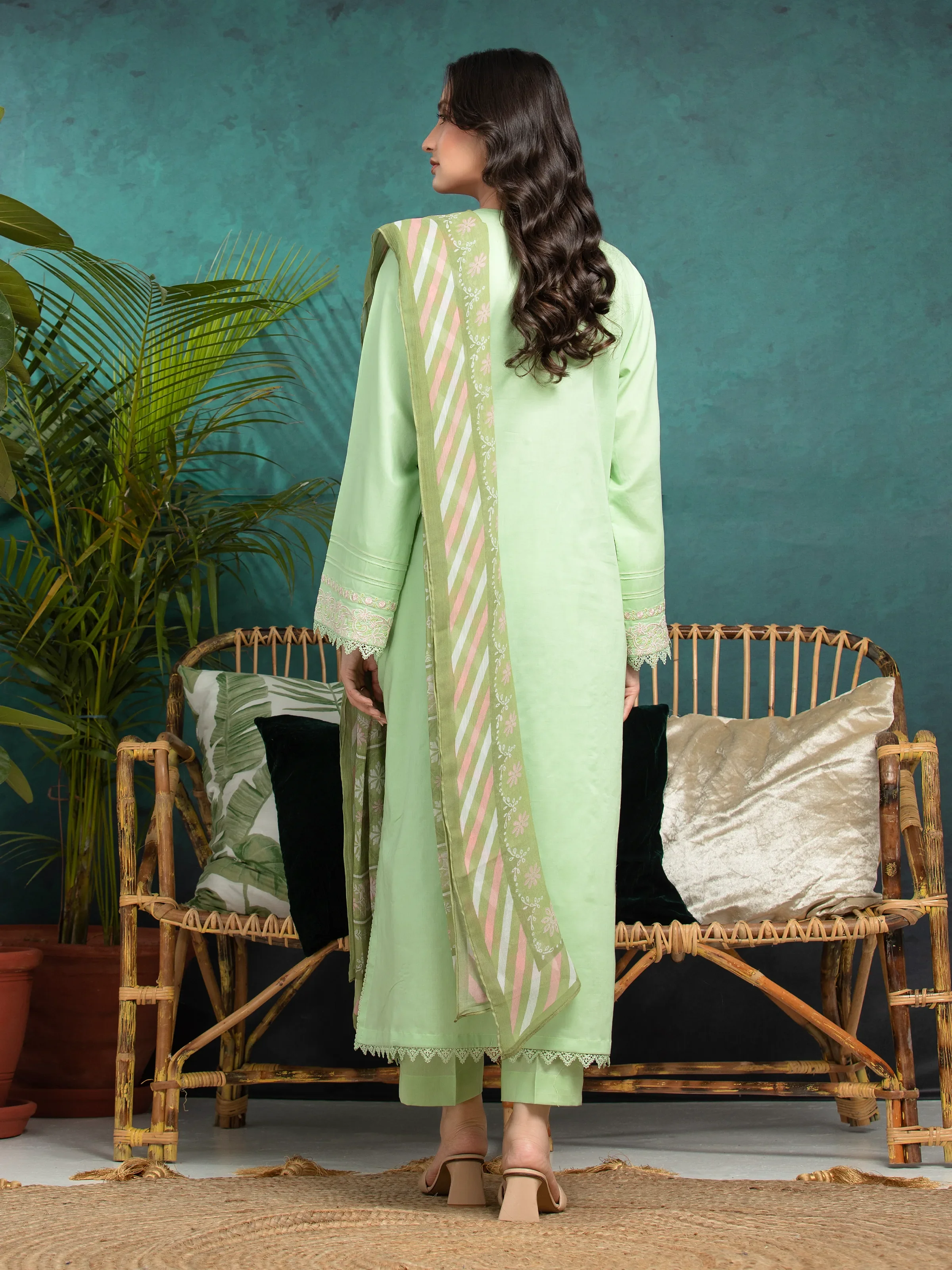 Embroidered Cambric Suit - EWU24V2-31019-3P - Image 4