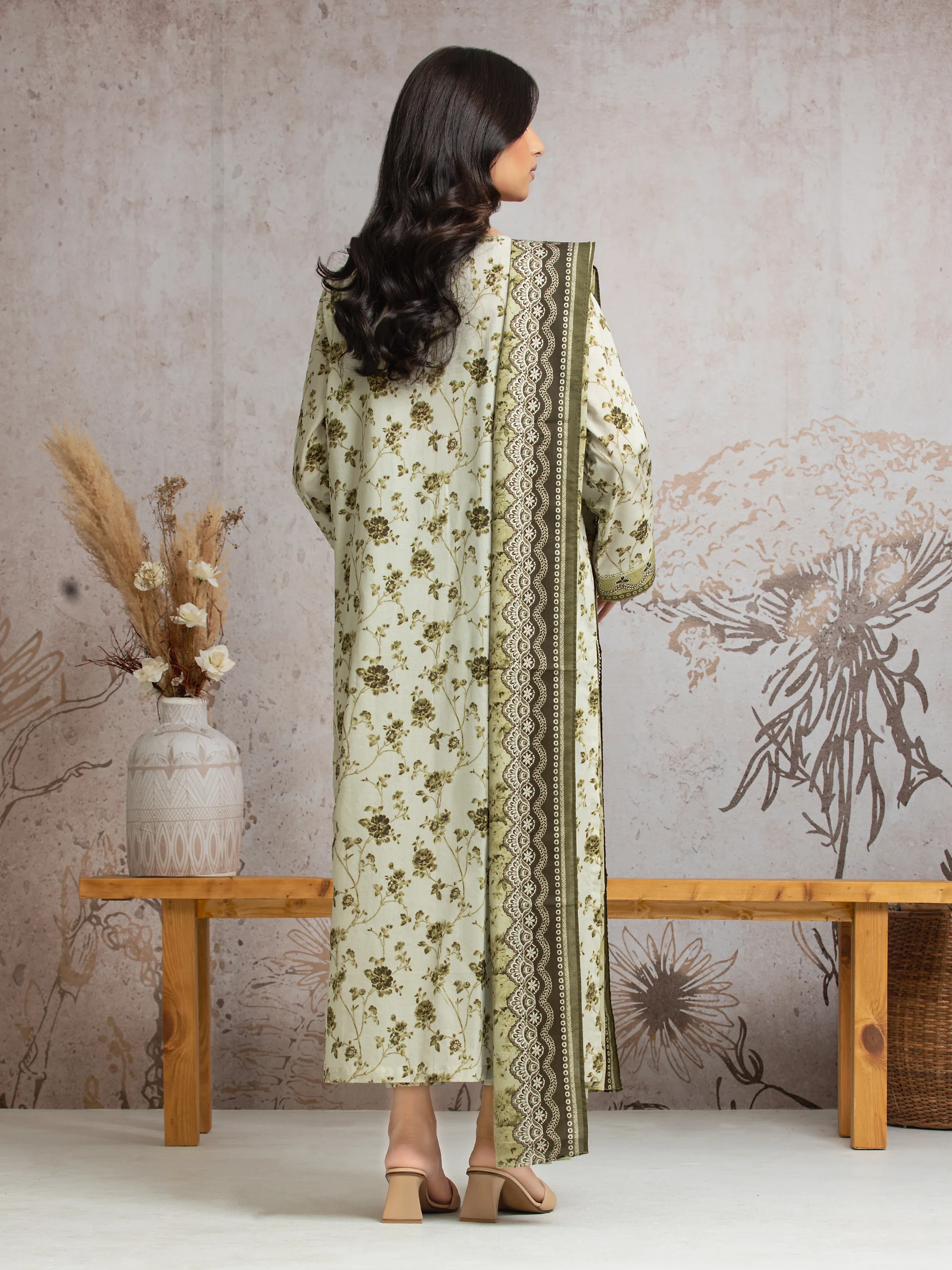 Printed Cambric Shirt Dupatta - EWU24A2-29641SD - Image 4