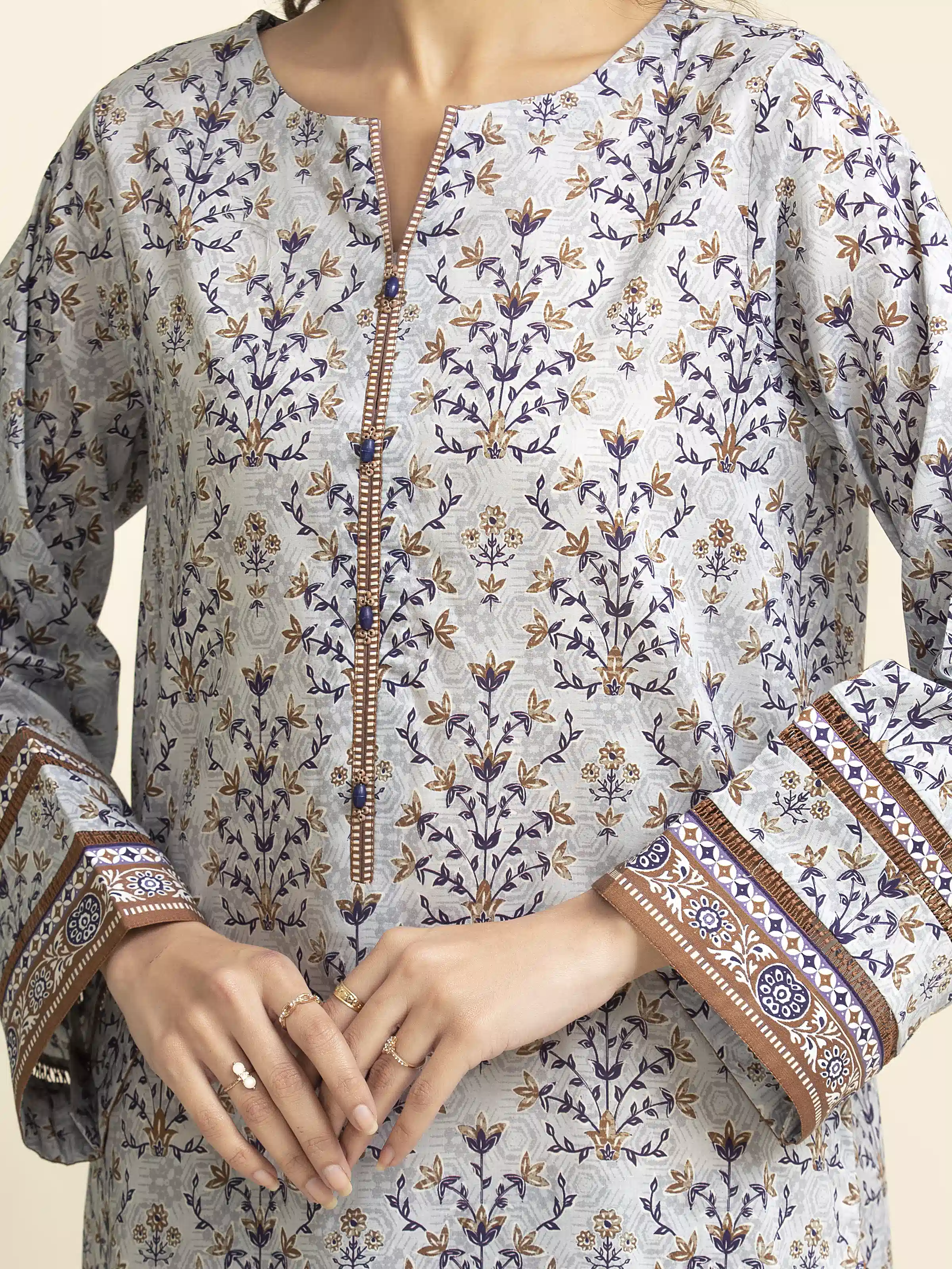Printed Lawn Suit - EWU5A1-35090-3P - Image 5