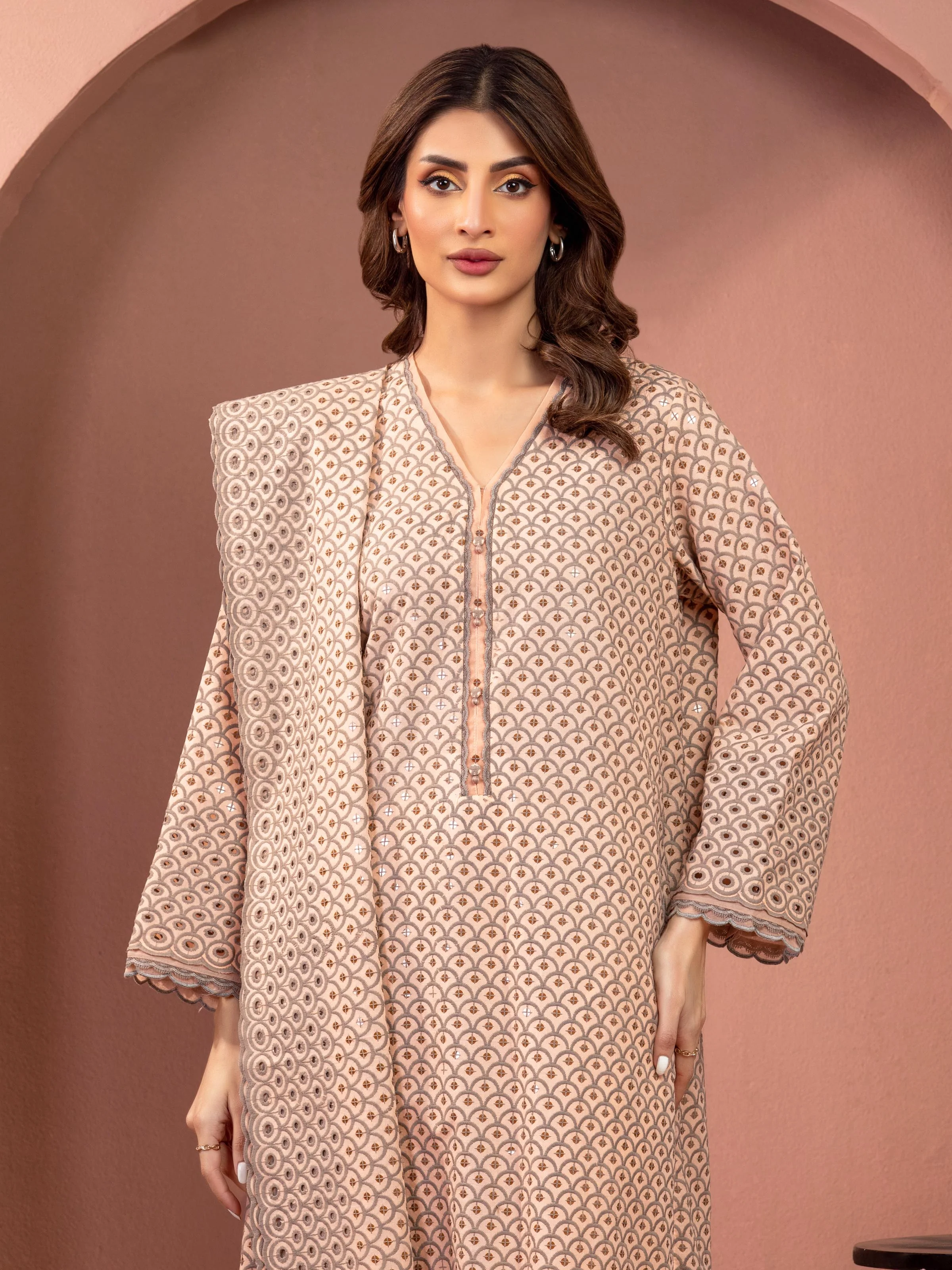Embroidered Cambric Suit - EWU5V2-31825-3P - Image 2
