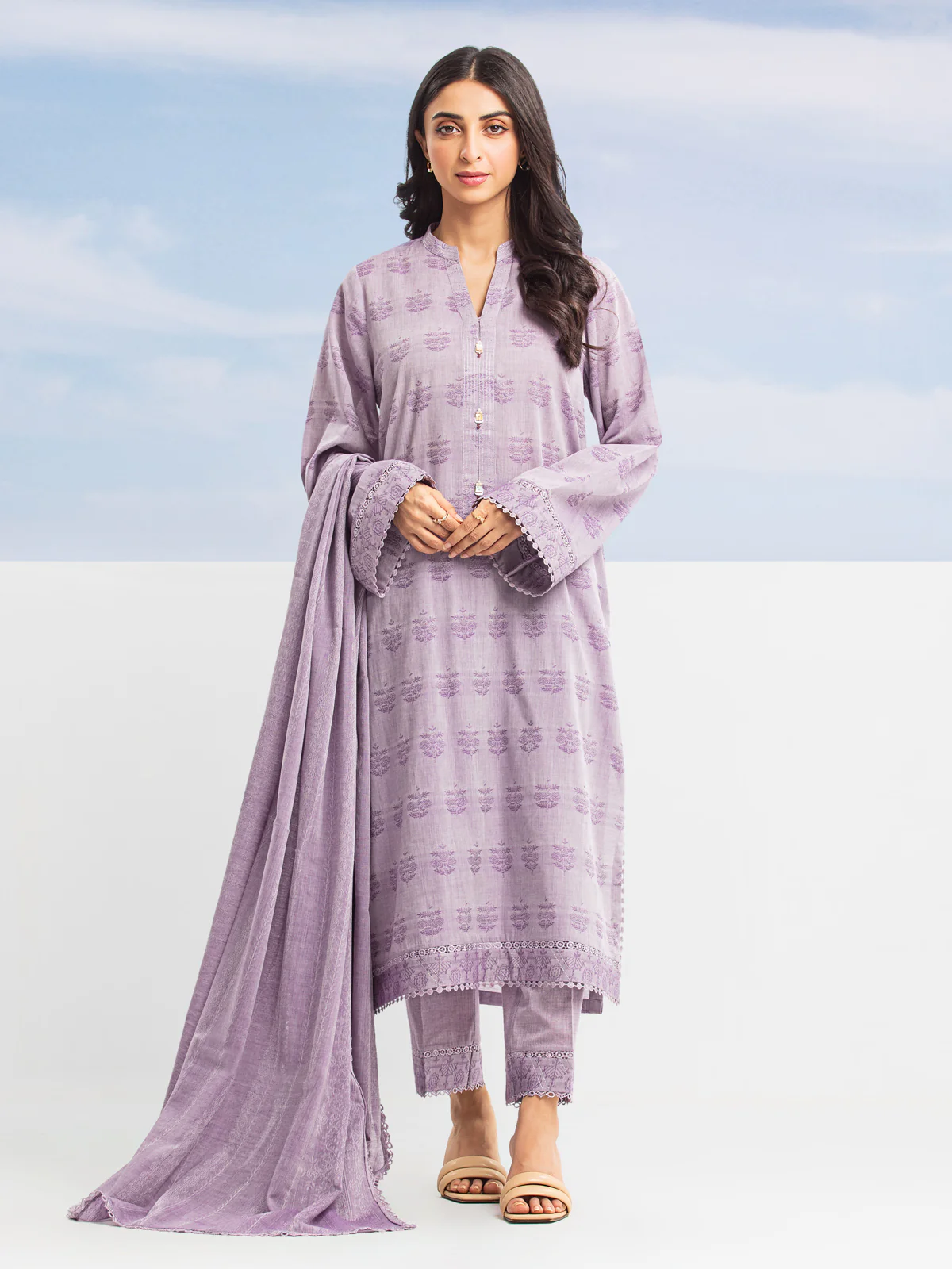 Embroidered Jacquard Suit - EWU24V3-28789-3P - Image 5