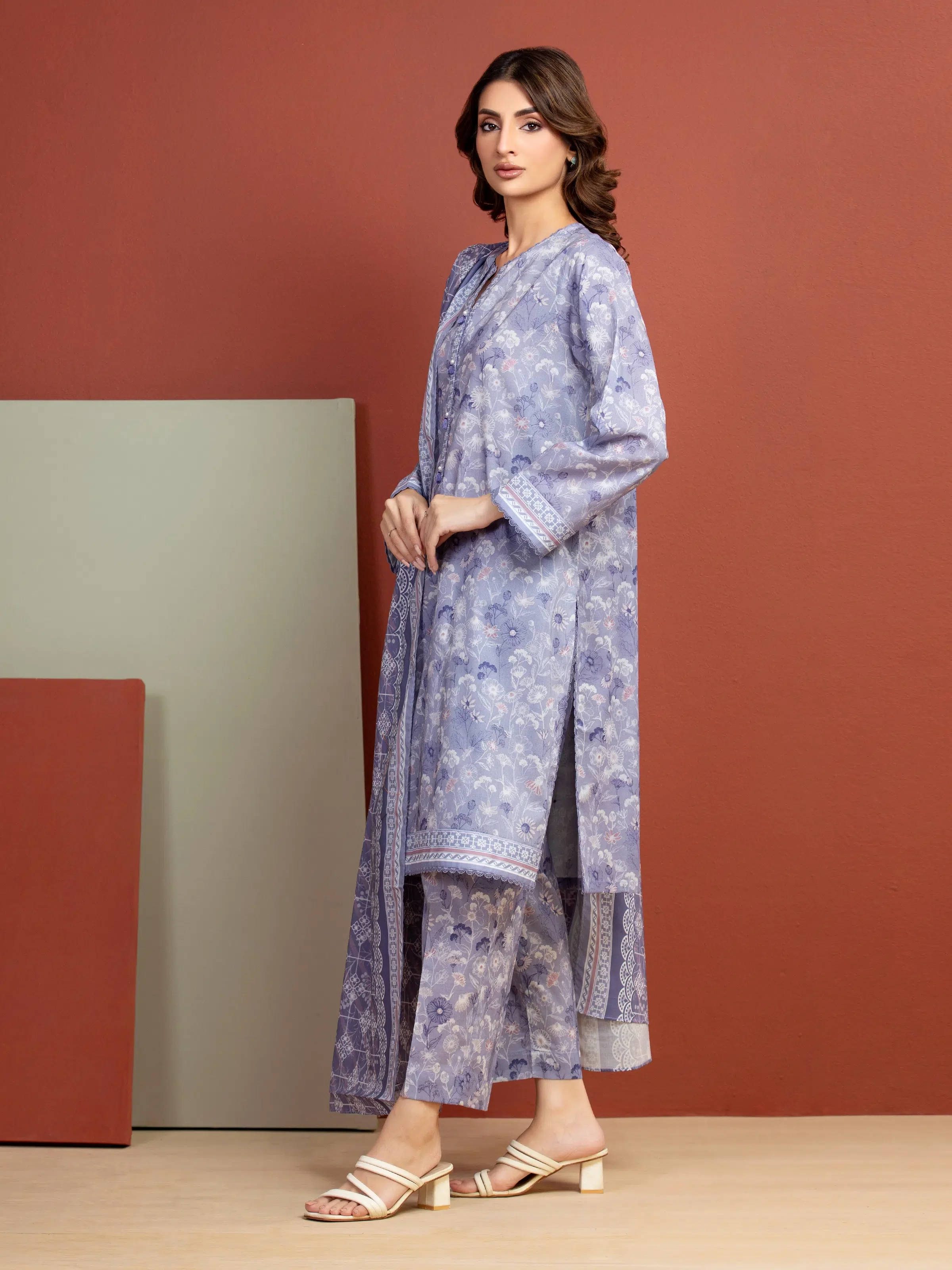 Printed Lawn Suit - EWU5A1-35288-3P - Image 5
