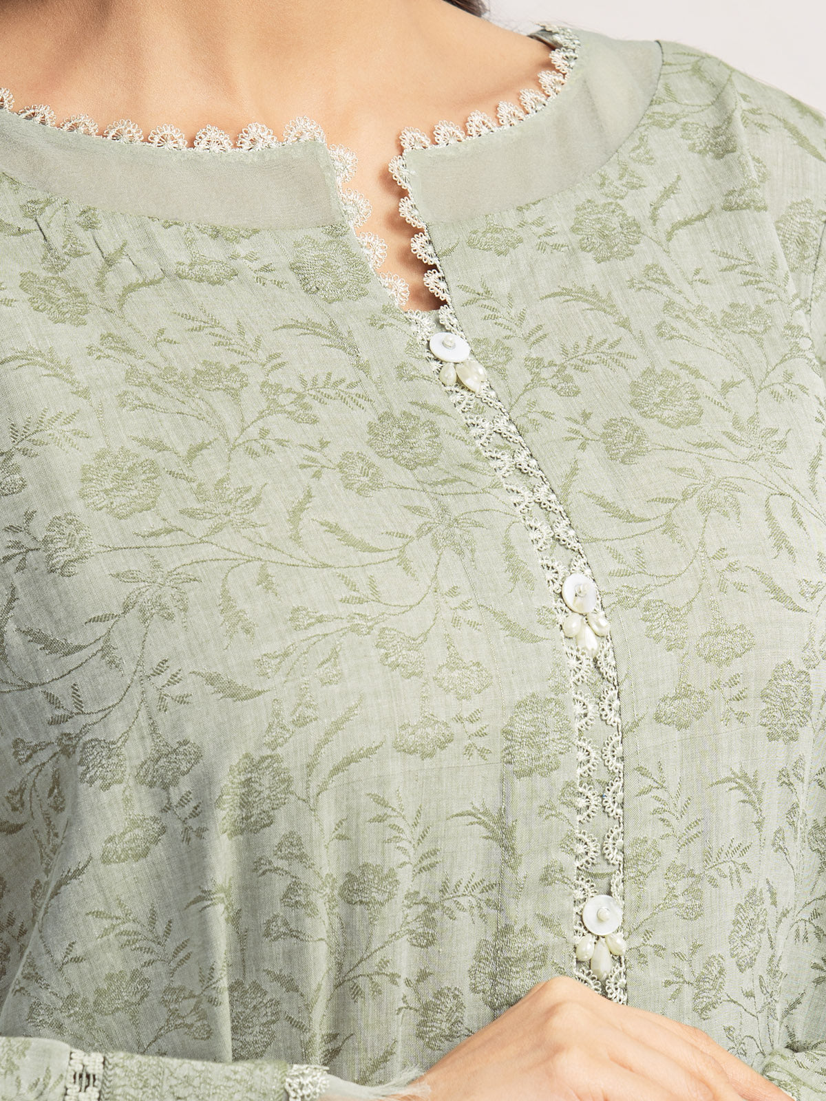 Embroidered Jacquard Shirt Dupatta - EWU24V3-28785SD - Image 5
