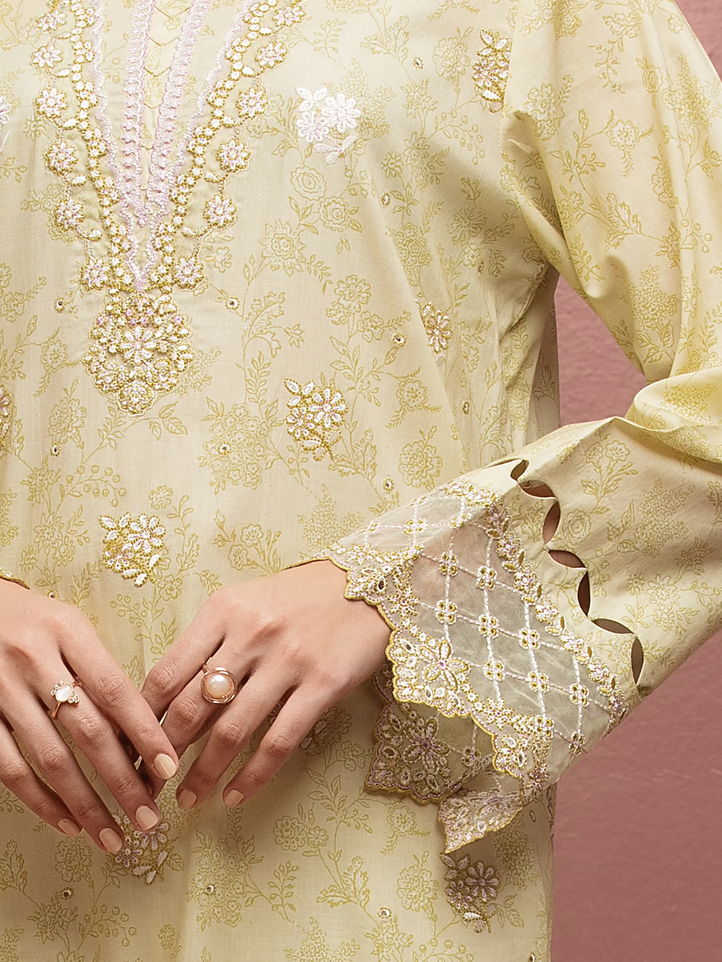Embroidered Cambric Suit - EWU5V2-31079-3P - Image 5