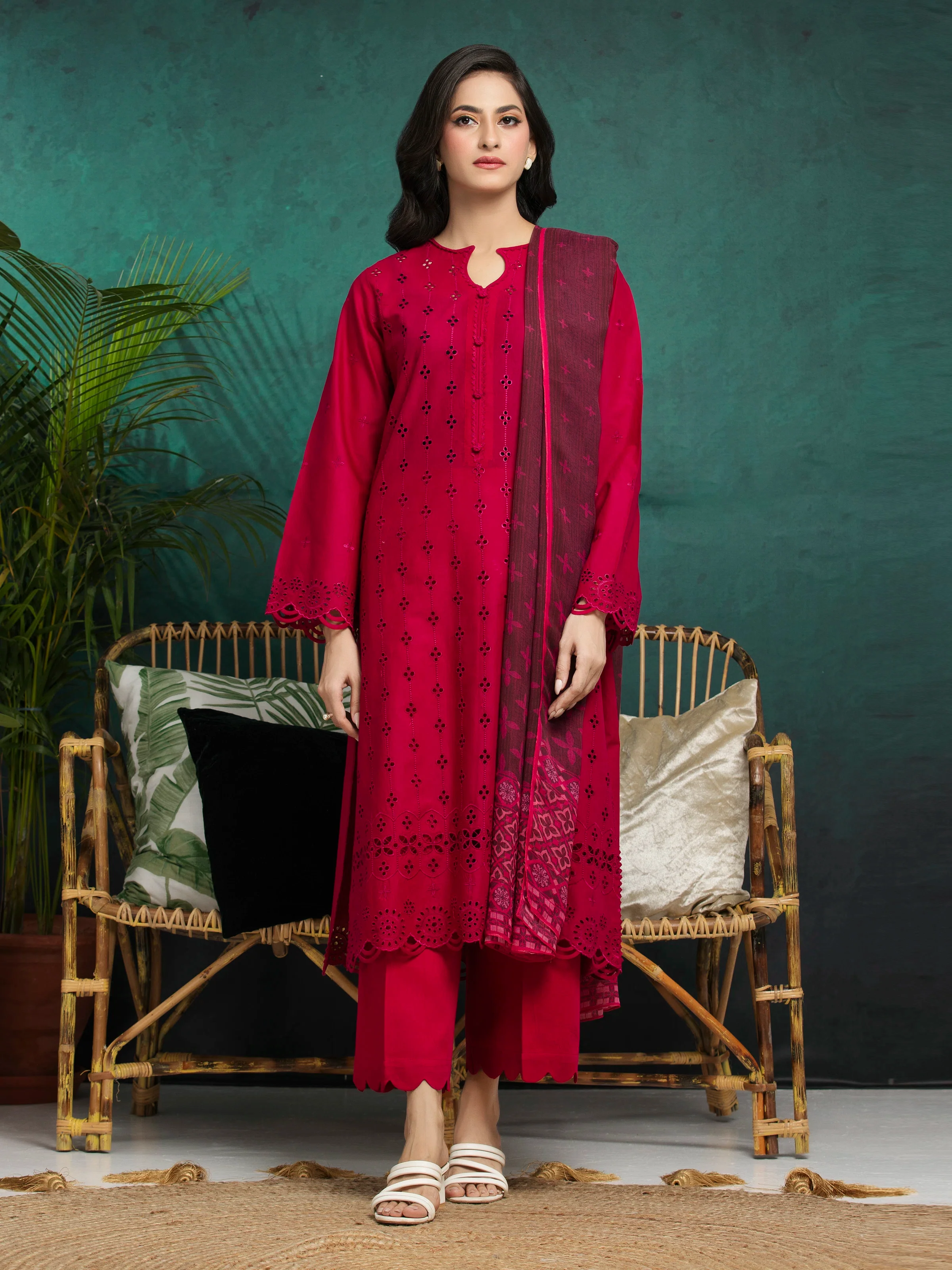 Embroidered Cambric Suit - EWU5V2-31020-3P