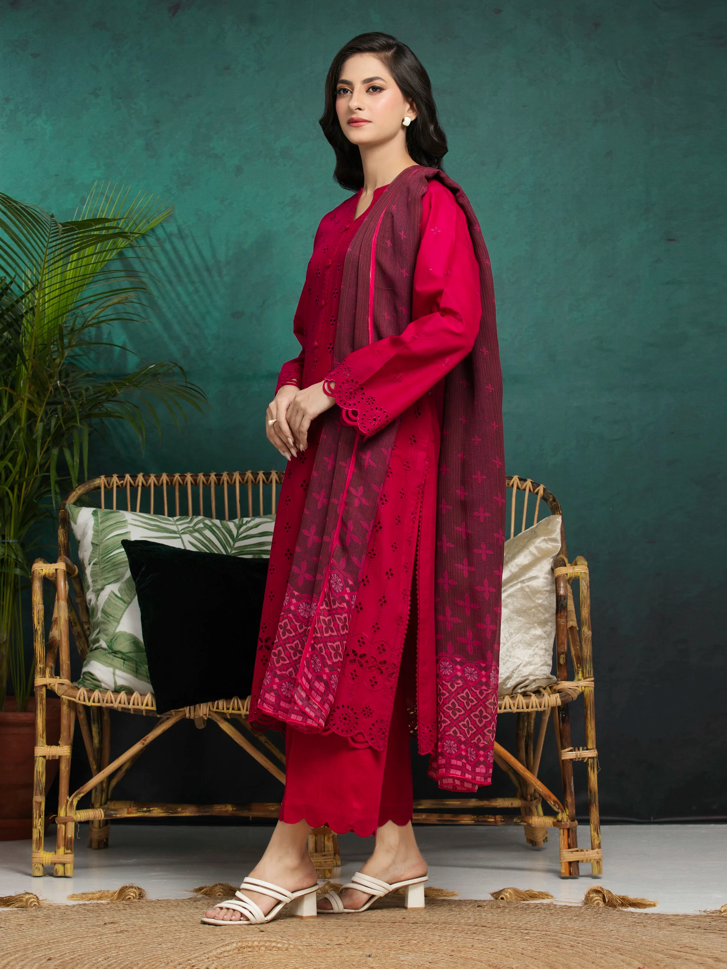Embroidered Cambric Suit - EWU5V2-31020-3P - Image 3