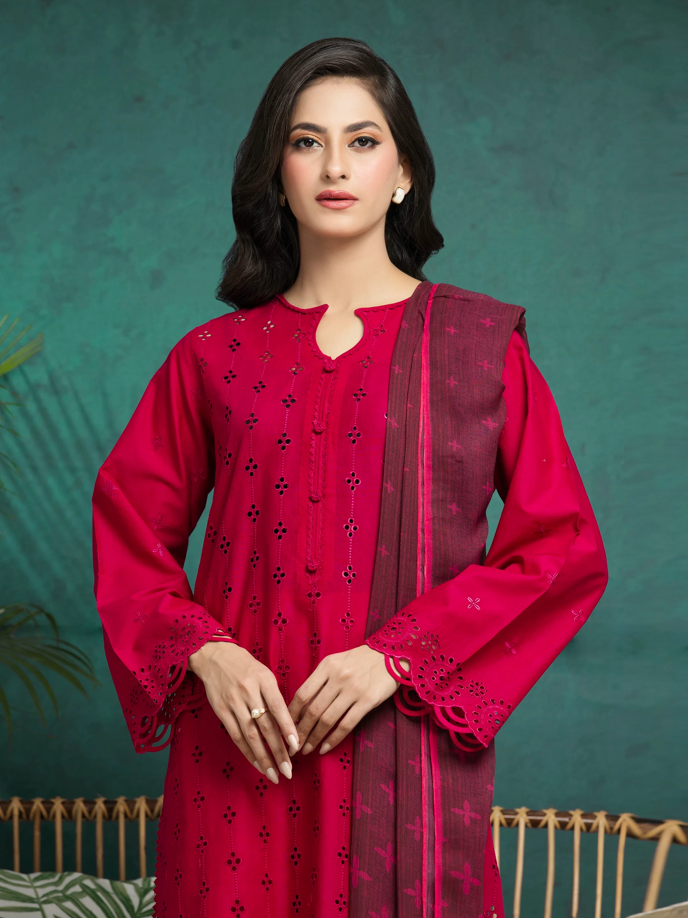 Embroidered Cambric Suit - EWU5V2-31020-3P - Image 4