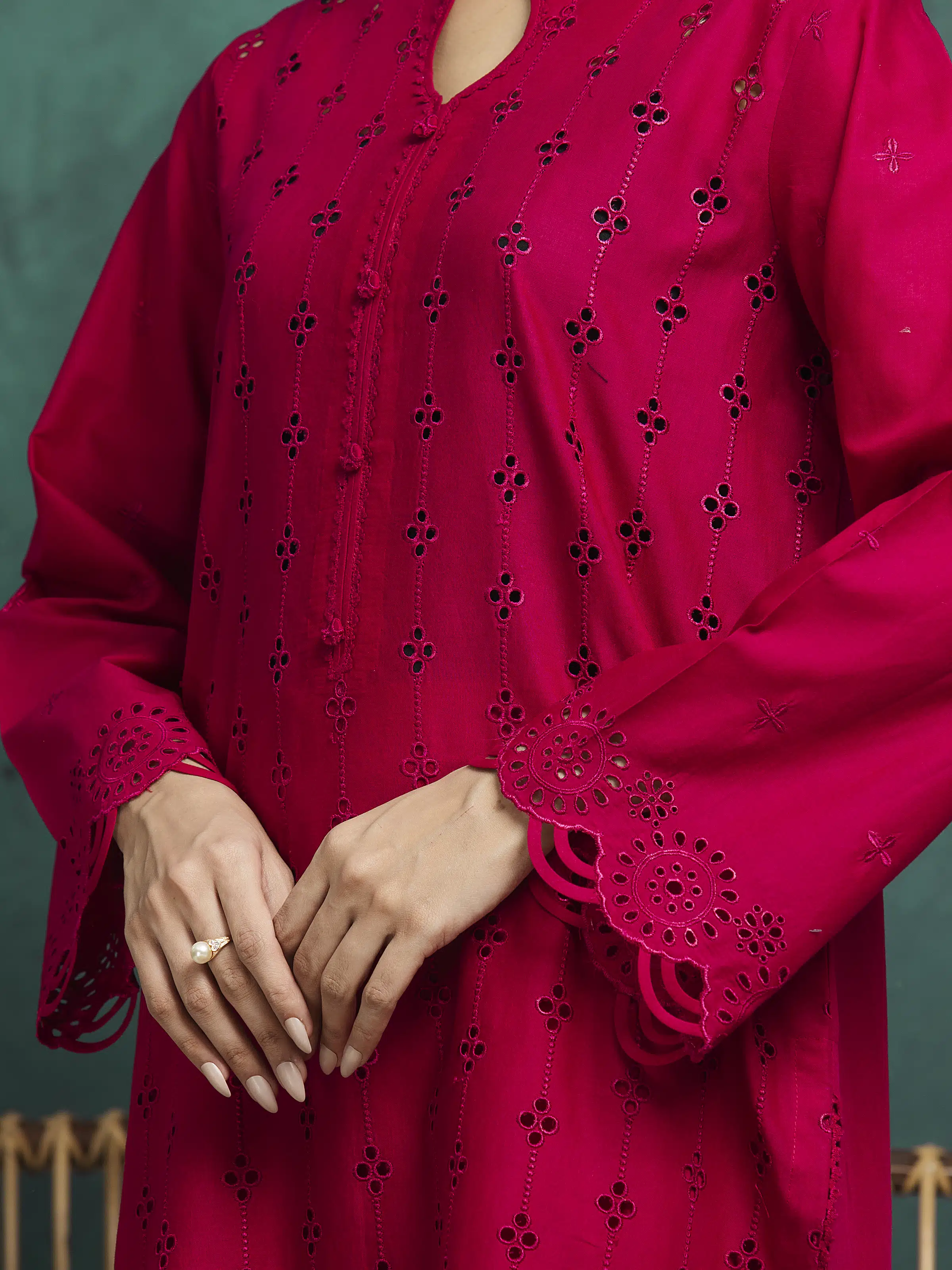 Embroidered Cambric Suit - EWU5V2-31020-3P - Image 5