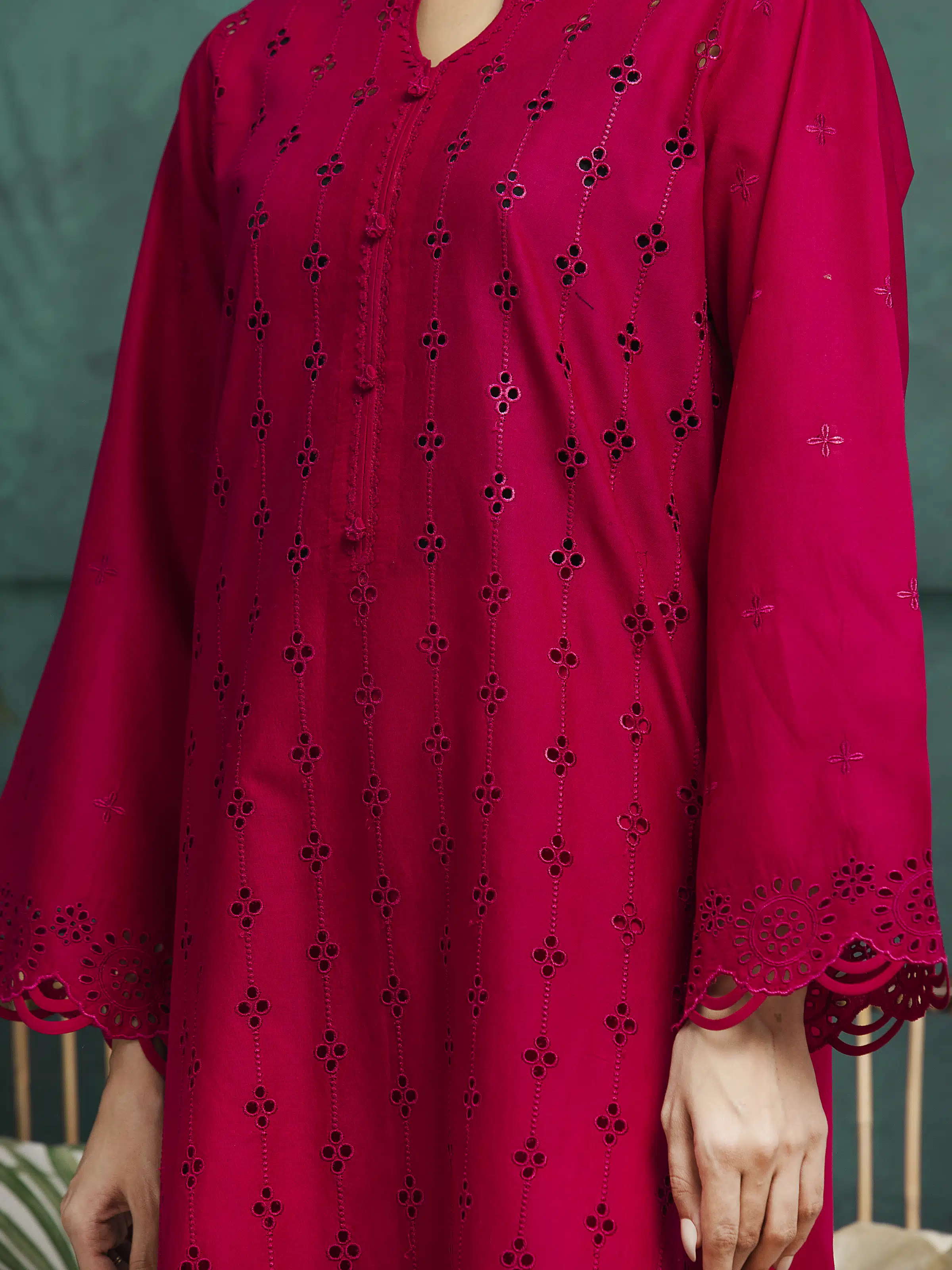 Embroidered Cambric Suit - EWU5V2-31020-3P - Image 6