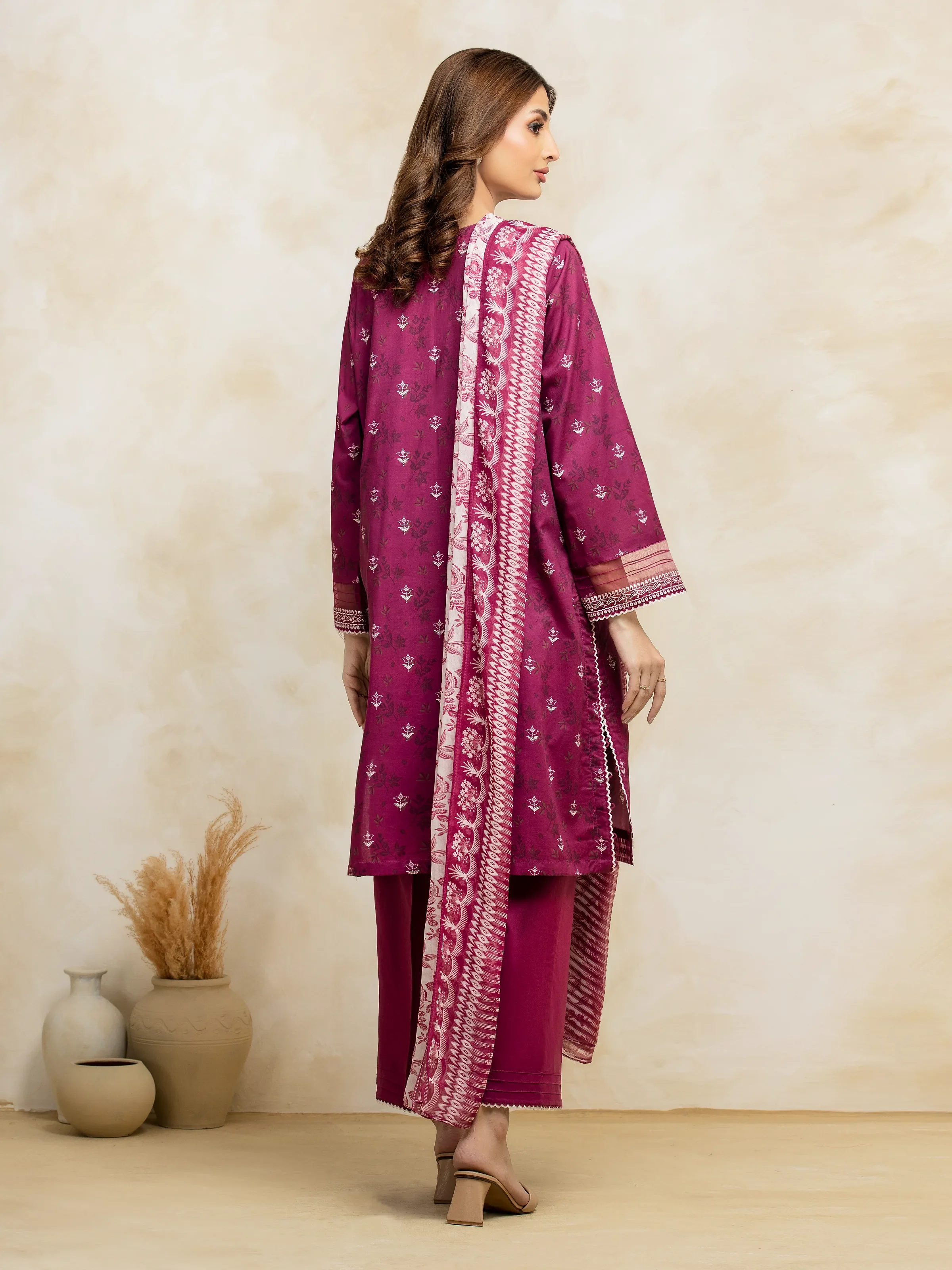 Embroidered Cambric Suit - EWU5V2-31054-3P - Image 2