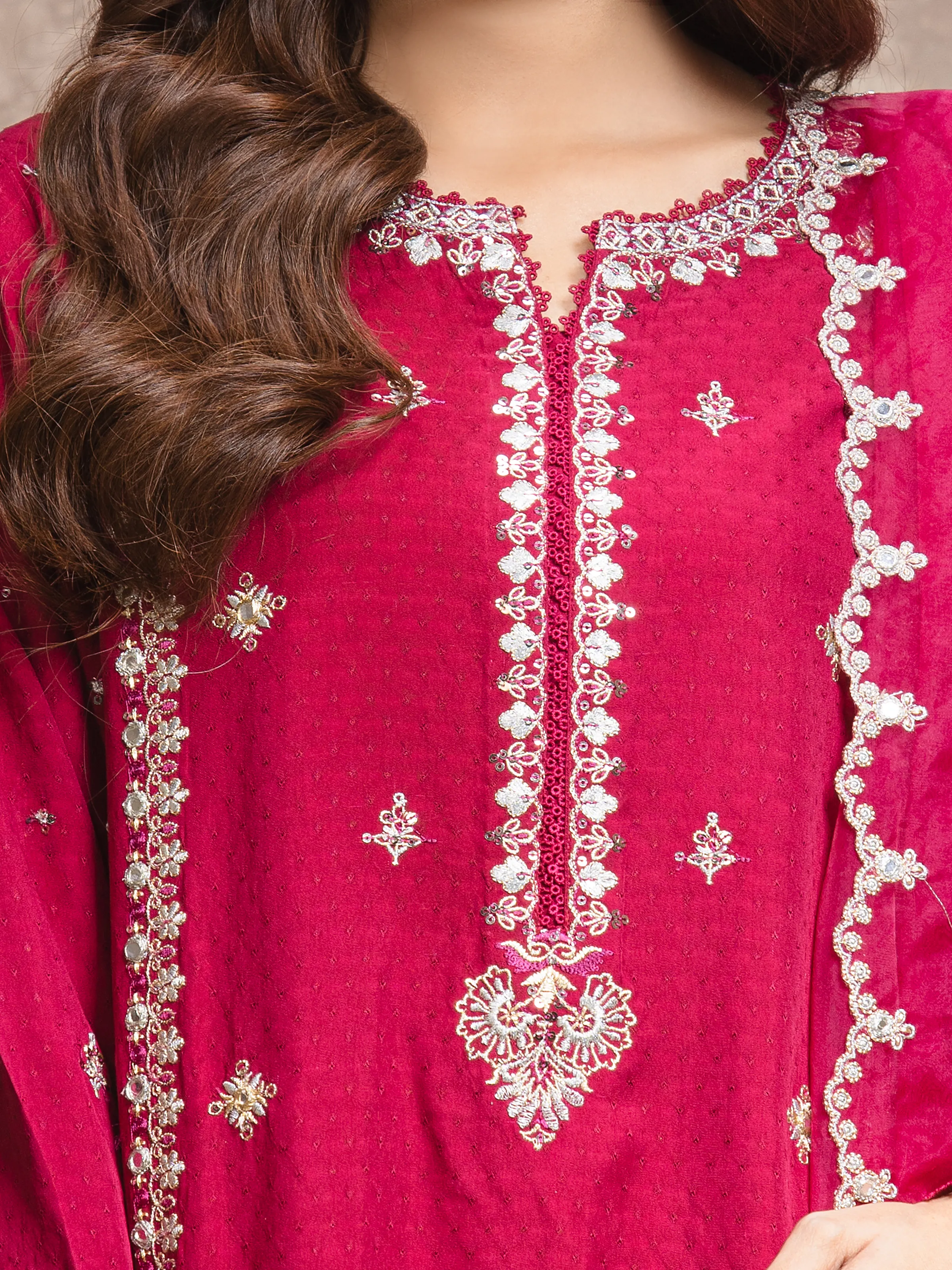 Embroidered Viscose Suit - EWU5V19-32028-3P - Image 4