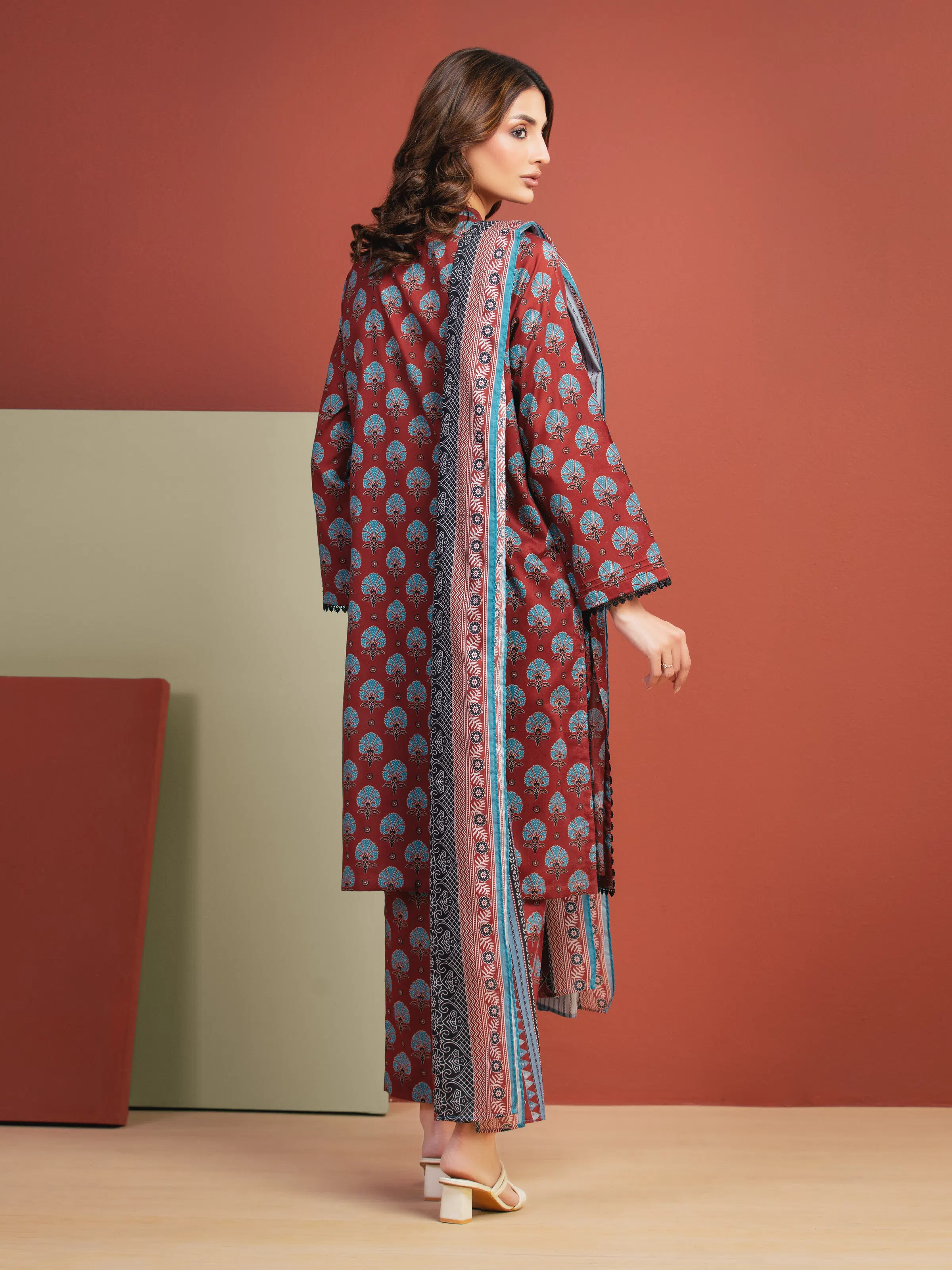 Printed Lawn Suit - EWU5A1-35282-3P - Image 6