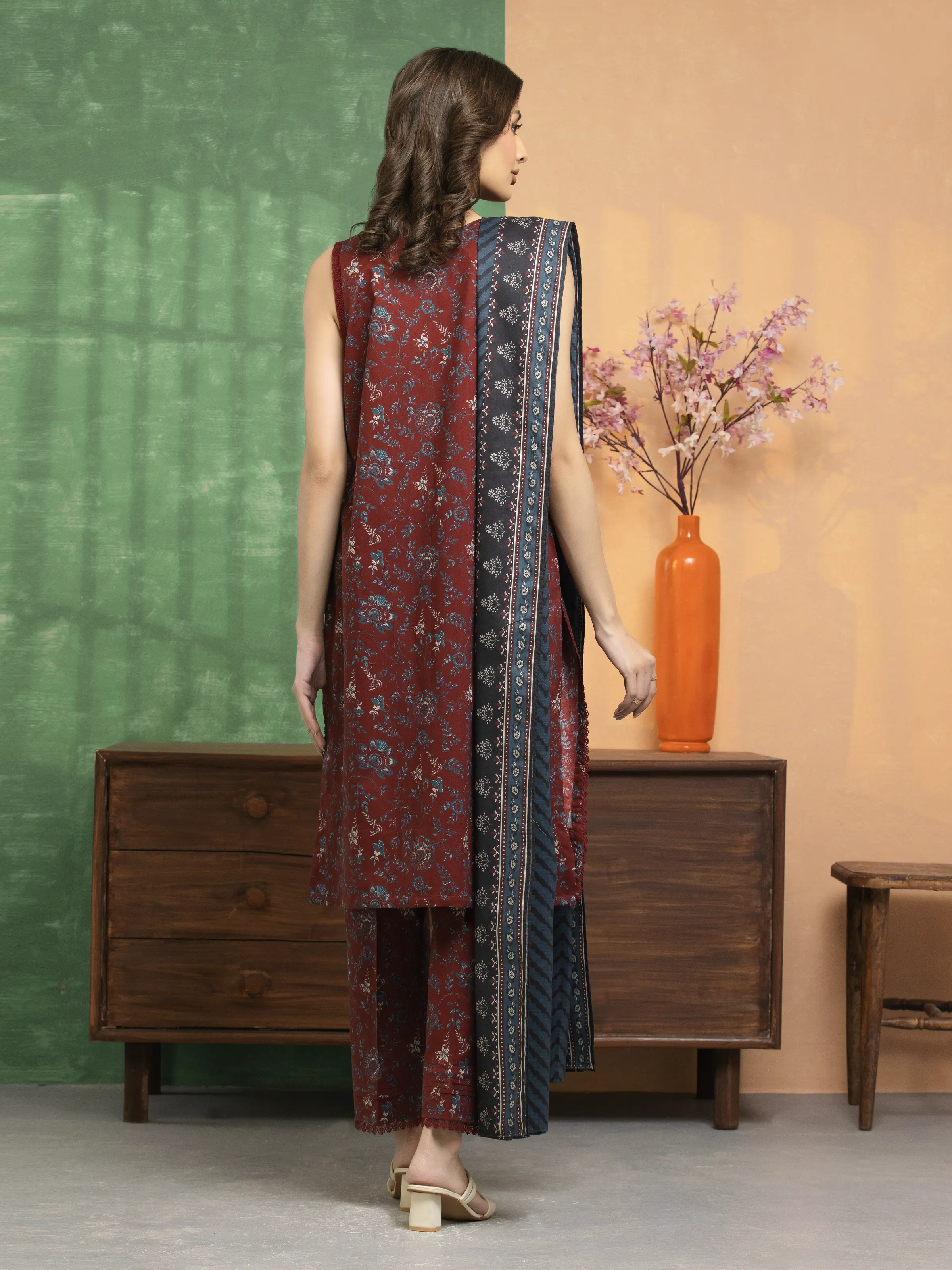 Printed Lawn Suit - EWU5A1-35669-3P - Image 4