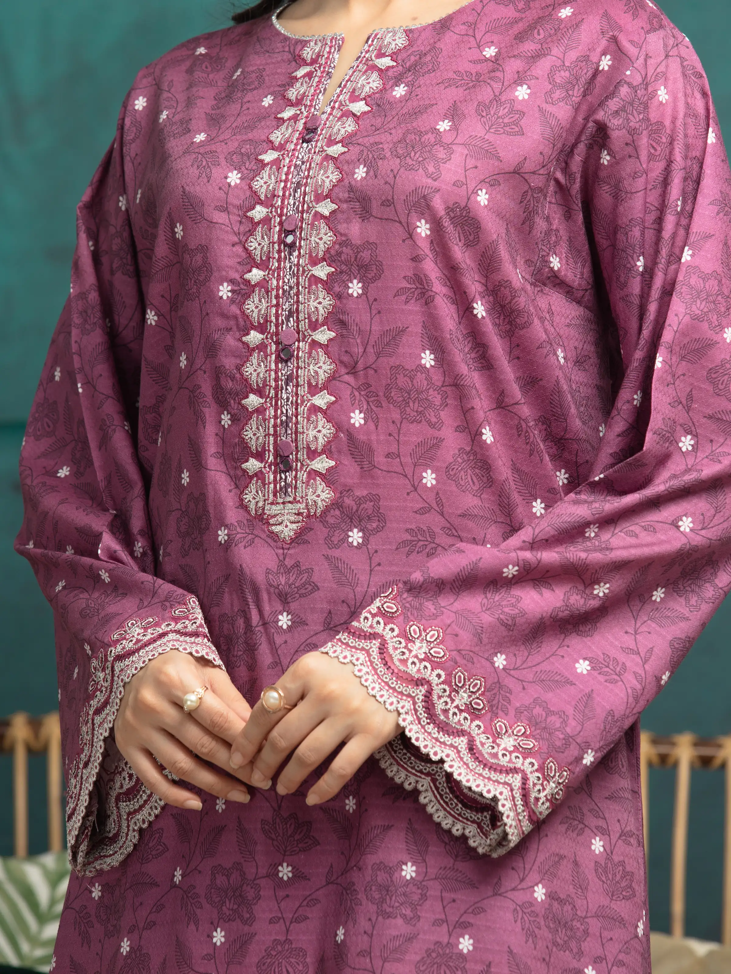 Embroidered Dobby Suit - EWU5V7-30361-3P - Image 3