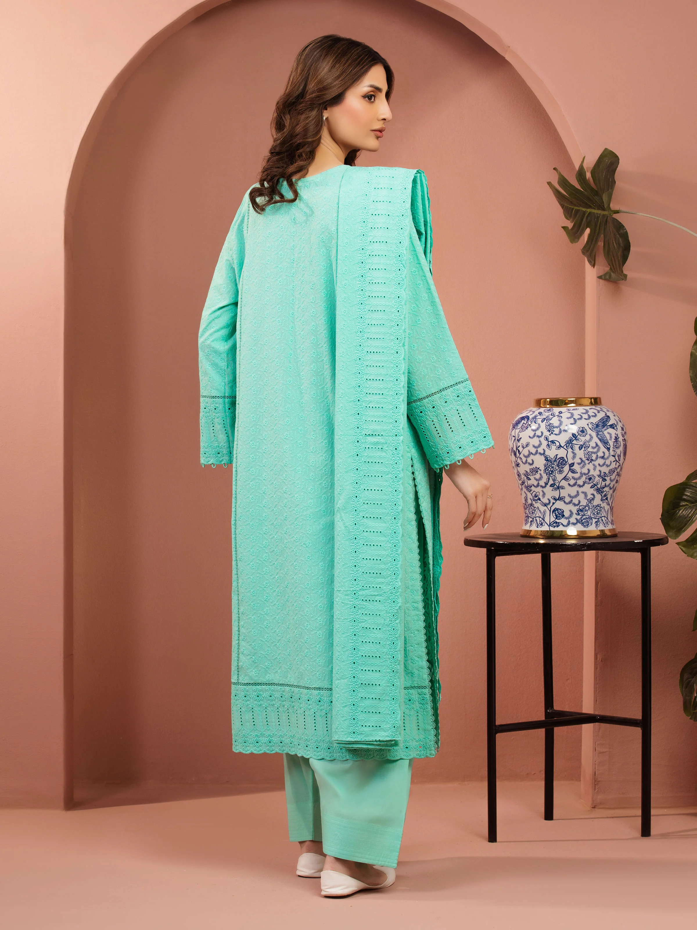 Embroidered Cambric Suit - EWU5V2-31833-3P - Image 5
