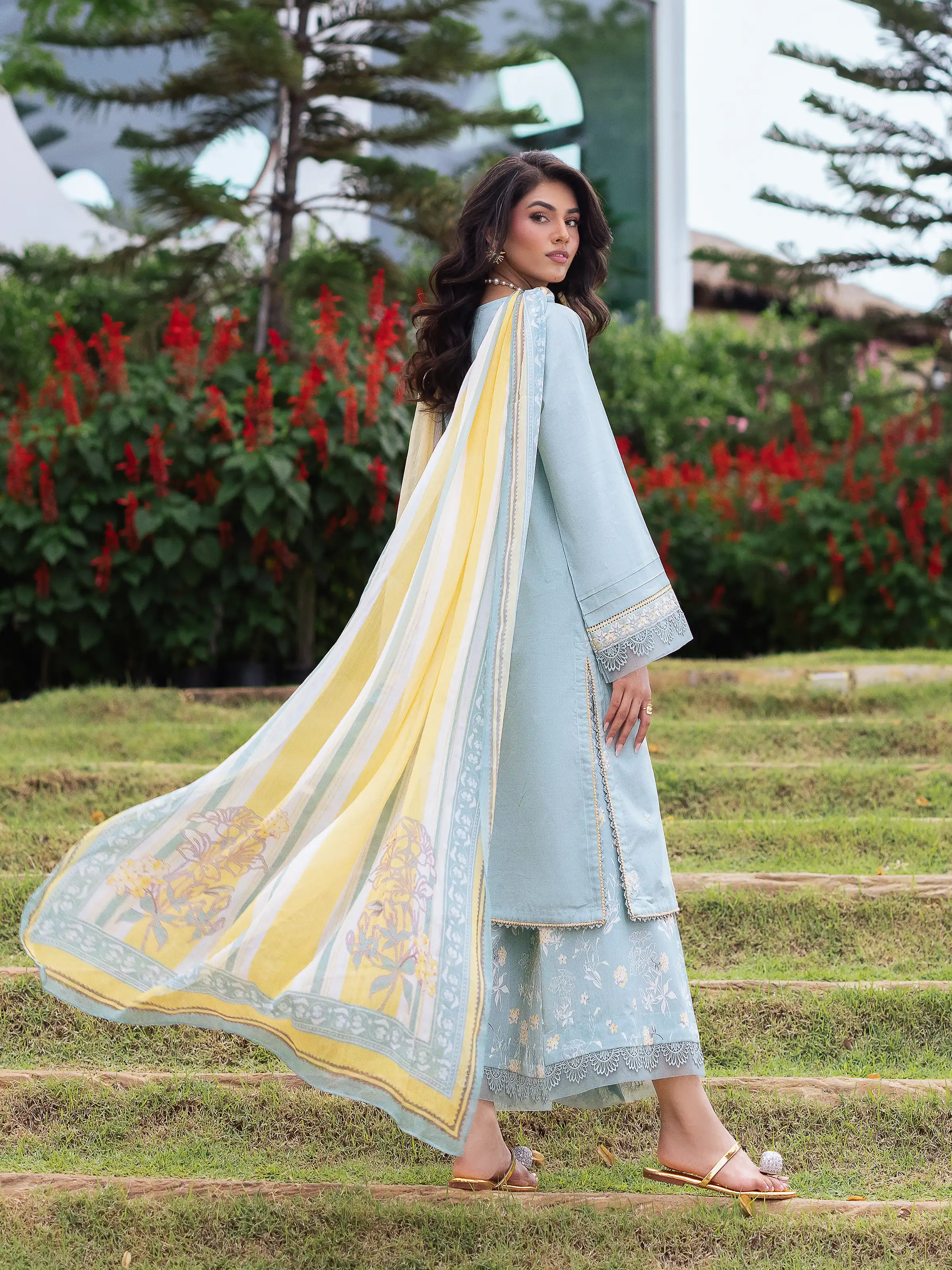 Embroidered Cambric Suit - EWU5V2-31034-3P - Image 2