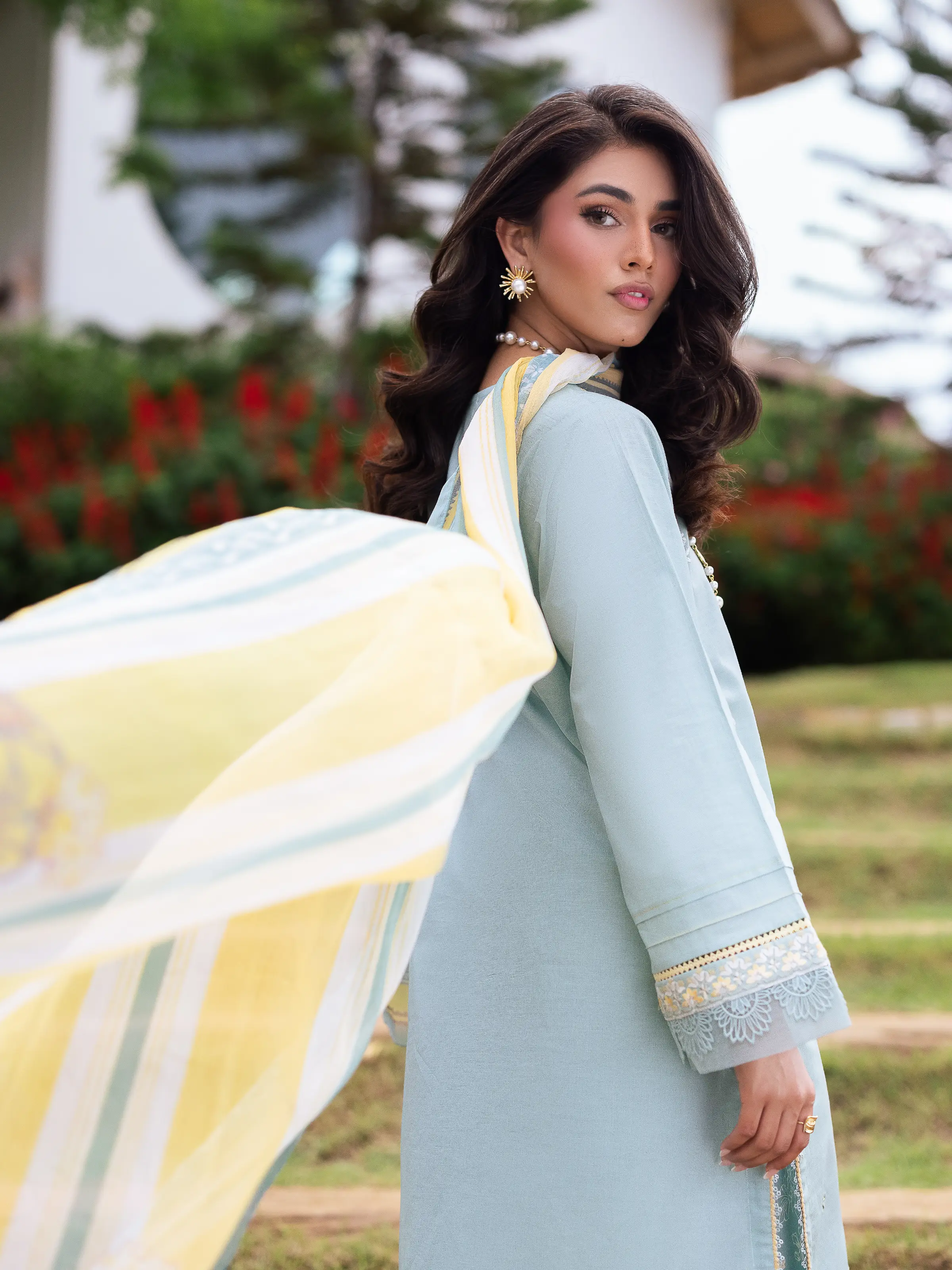 Embroidered Cambric Suit - EWU5V2-31034-3P - Image 6