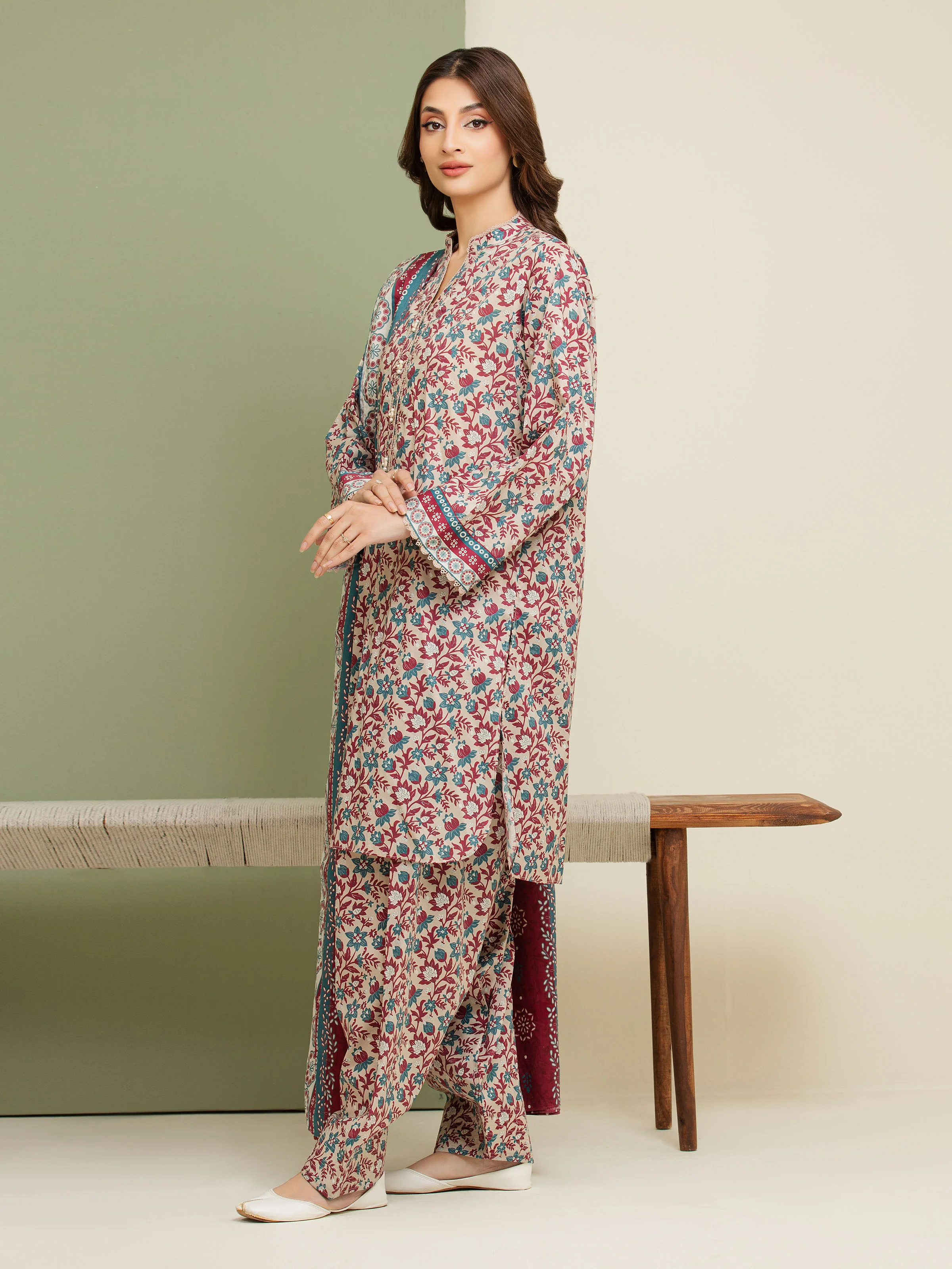 Printed Lawn Suit - EWU5A1-35175-3P - Image 2