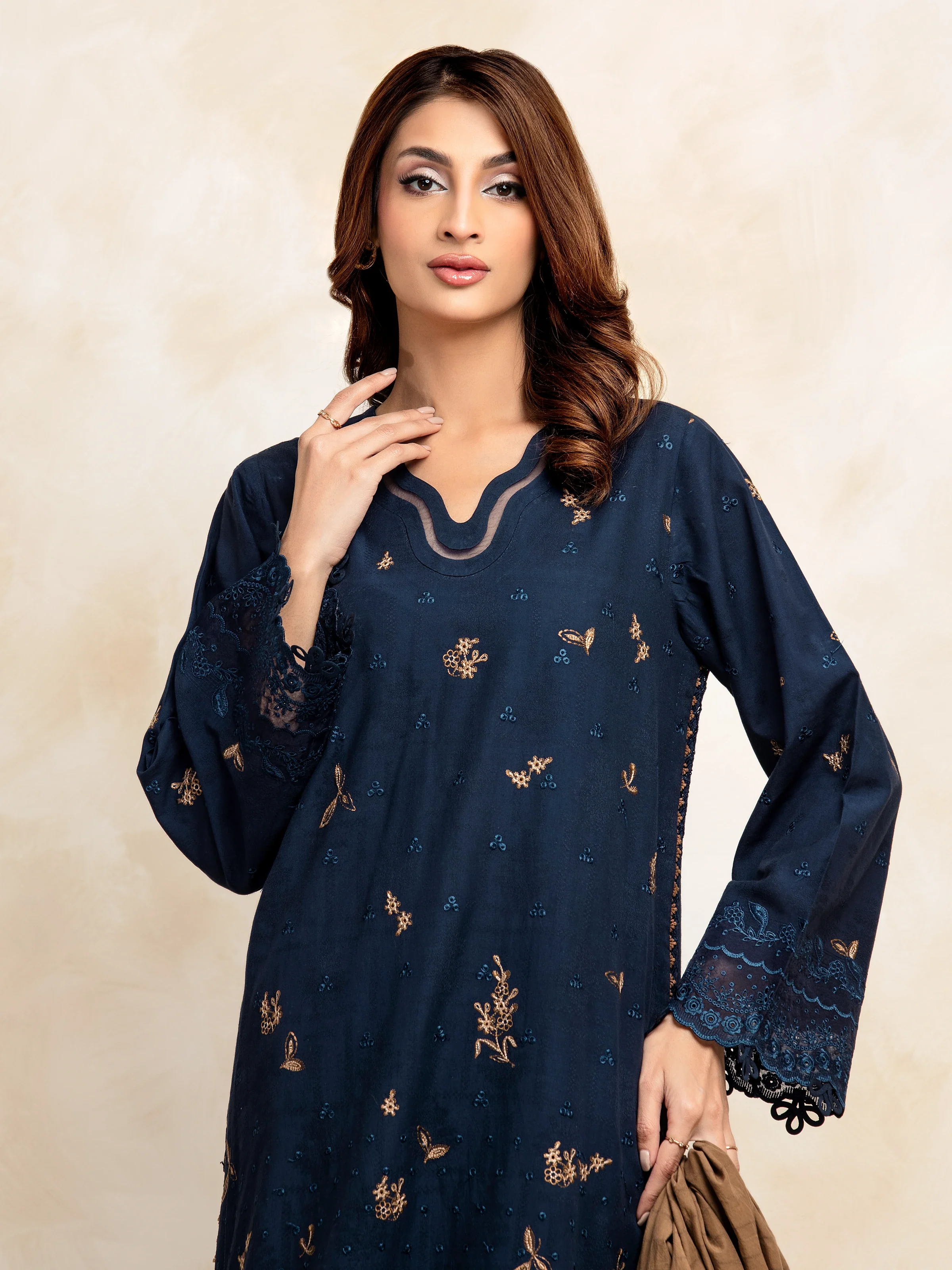 Embroidered Jacquard Suit - EWU5V3-31151-3P - Image 4