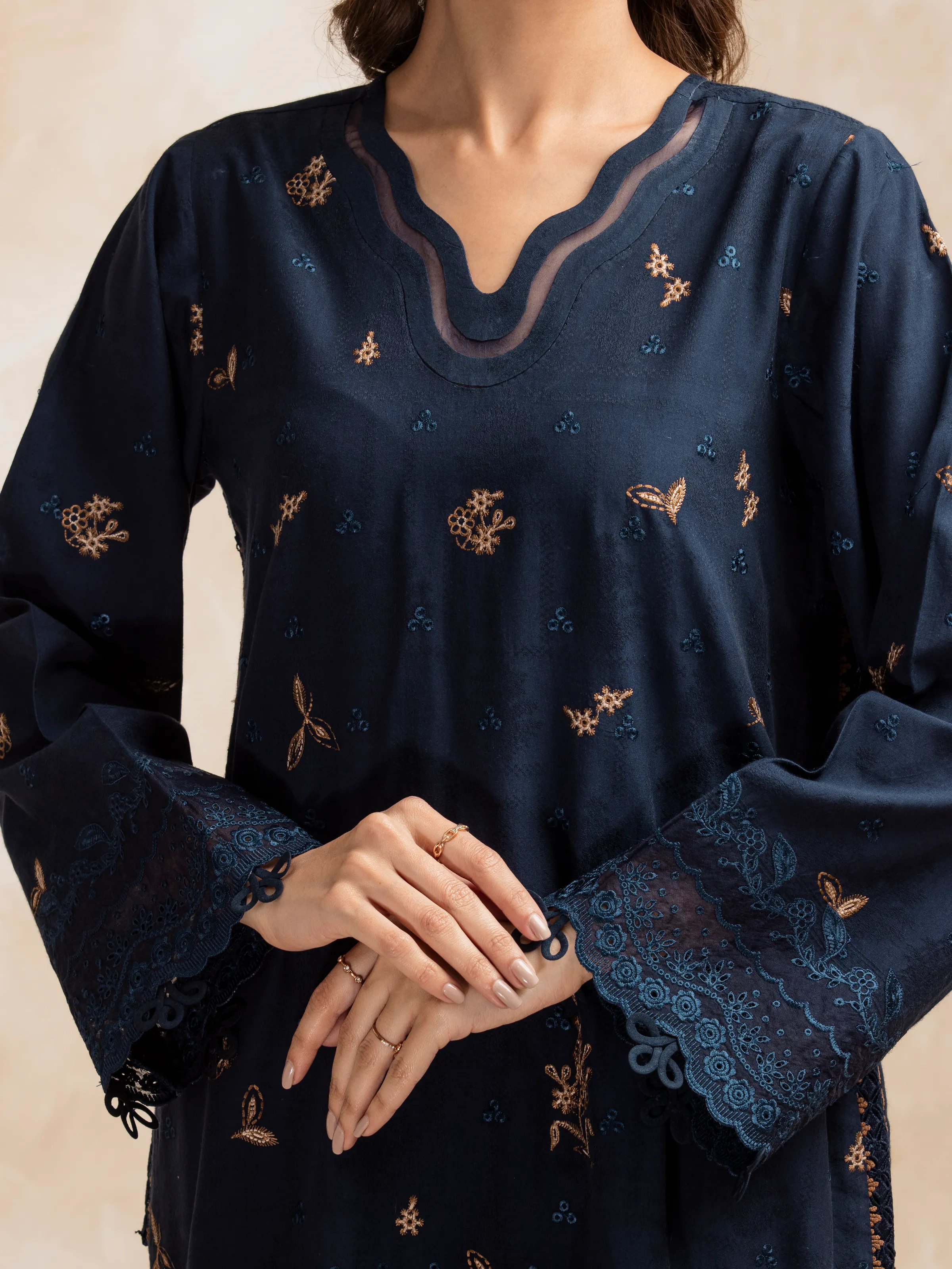 Embroidered Jacquard Suit - EWU5V3-31151-3P - Image 5