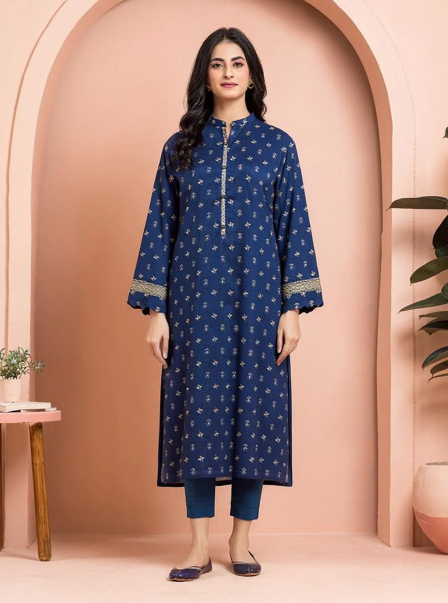Printed Khaddar Shirt Trouser - EWU24M3-090ST