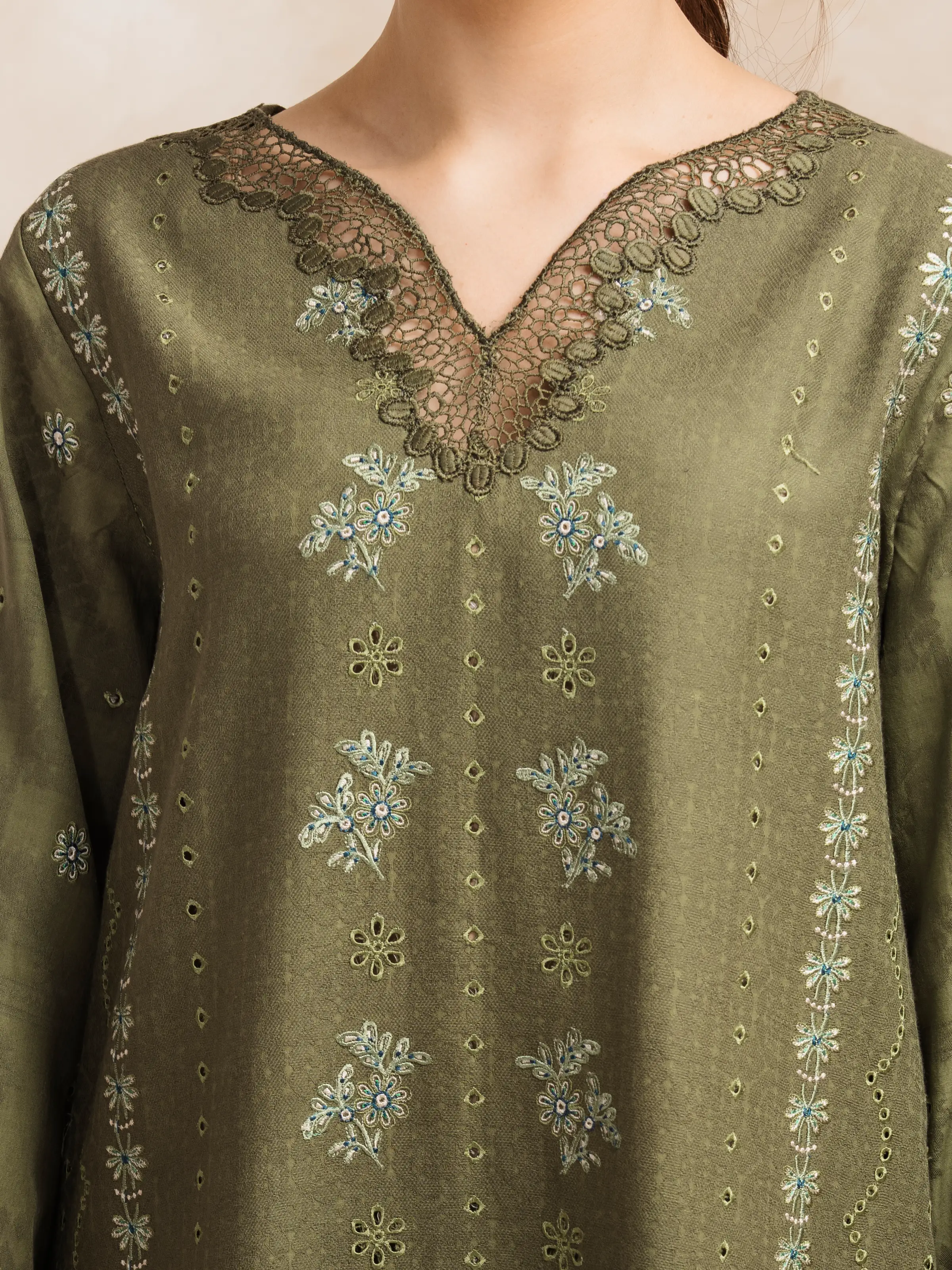 Embroidered Jacquard Suit - EWU5V3-31150-3P - Image 5