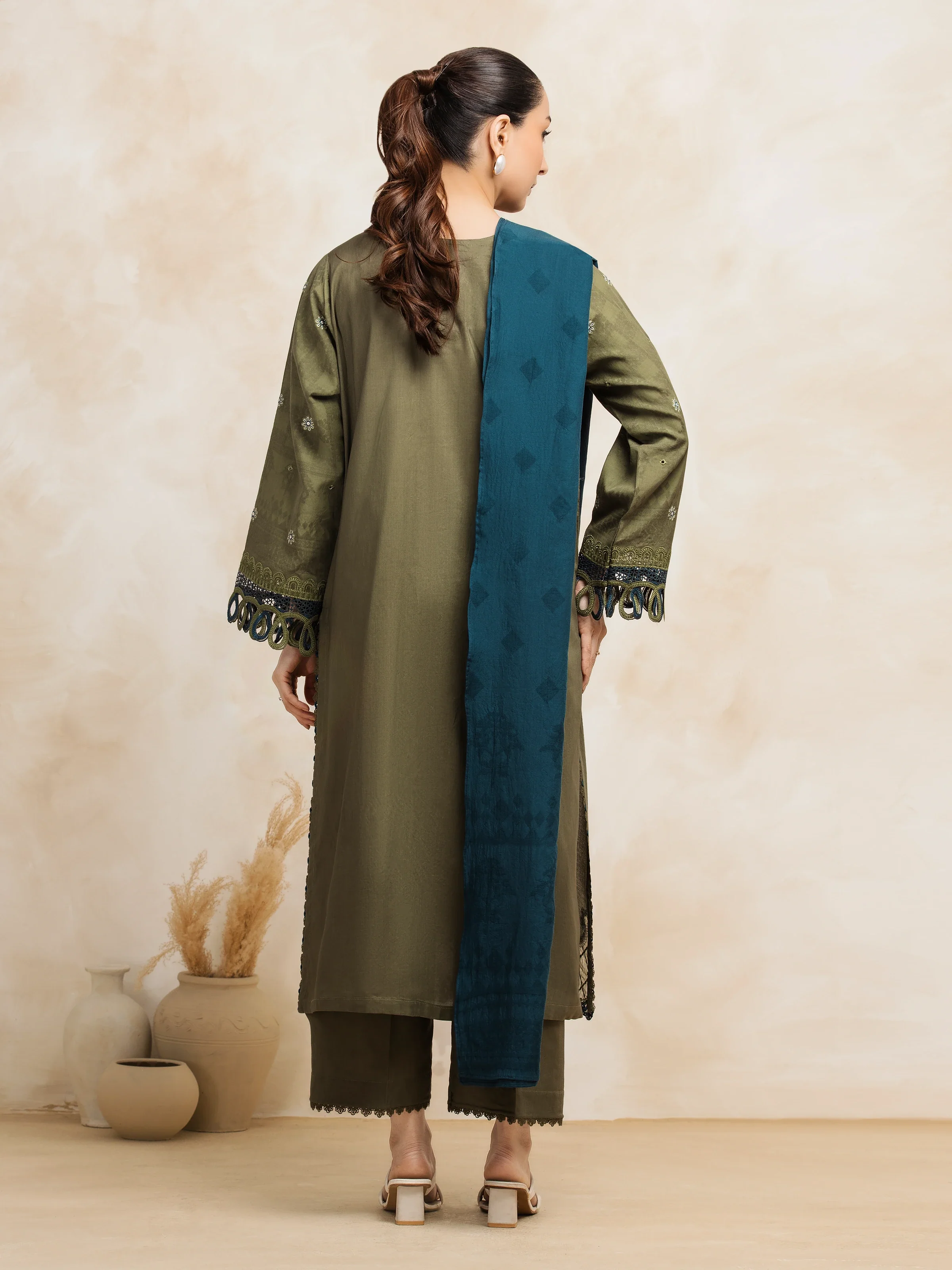 Embroidered Jacquard Suit - EWU5V3-31150-3P - Image 6