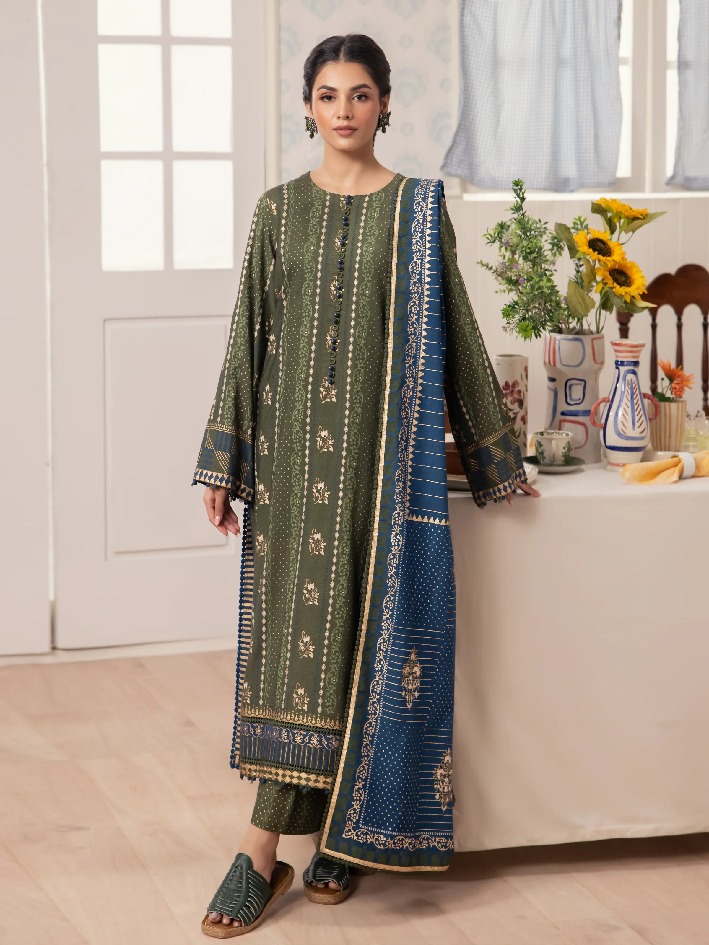 Block Print Cambric Suit - EWU24M1-056