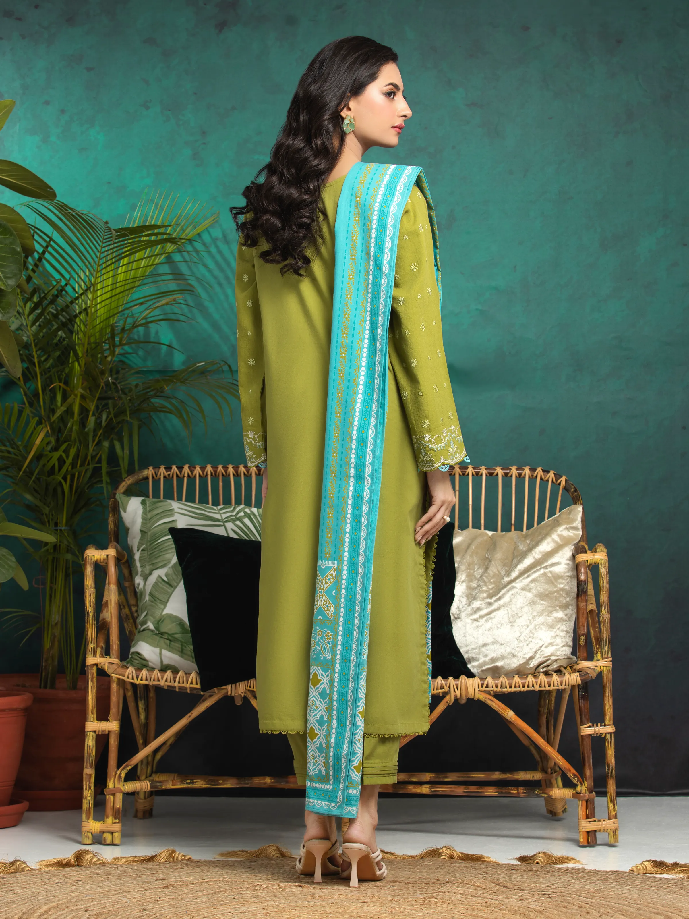 Embroidered Cambric Suit - EWU5V2-31009-3P - Image 2