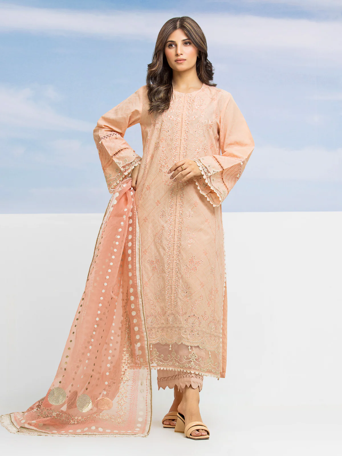 Embroidered Dobby Shirt Trouser - EWU24V7-28638ST