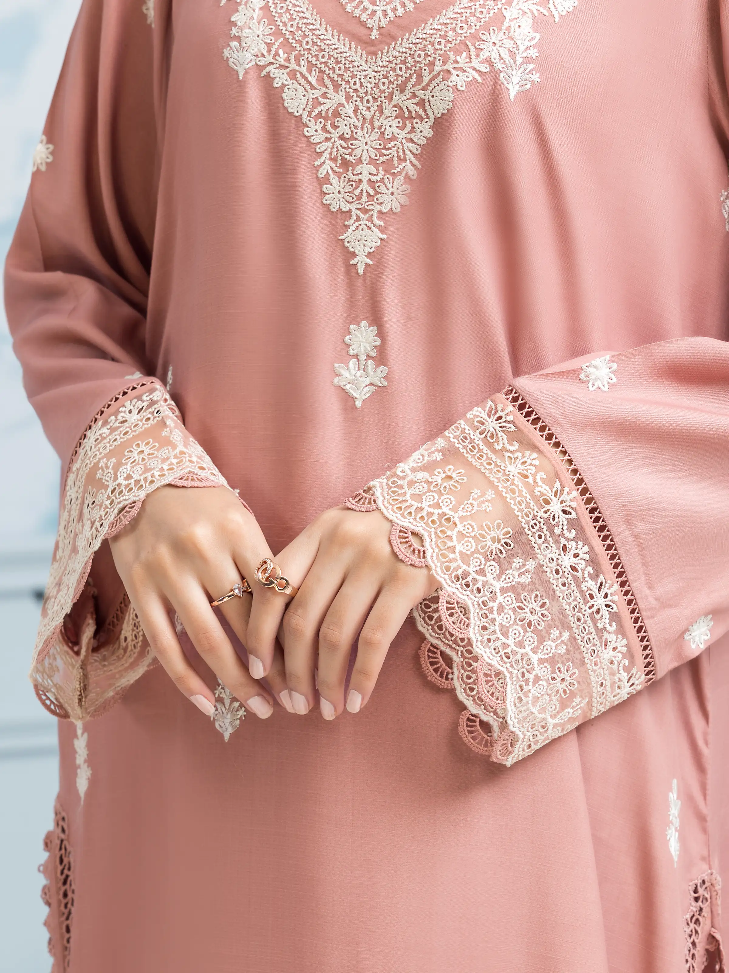 Embroidered Raw Silk Suit - EWU24V16-30006-3P - Image 4