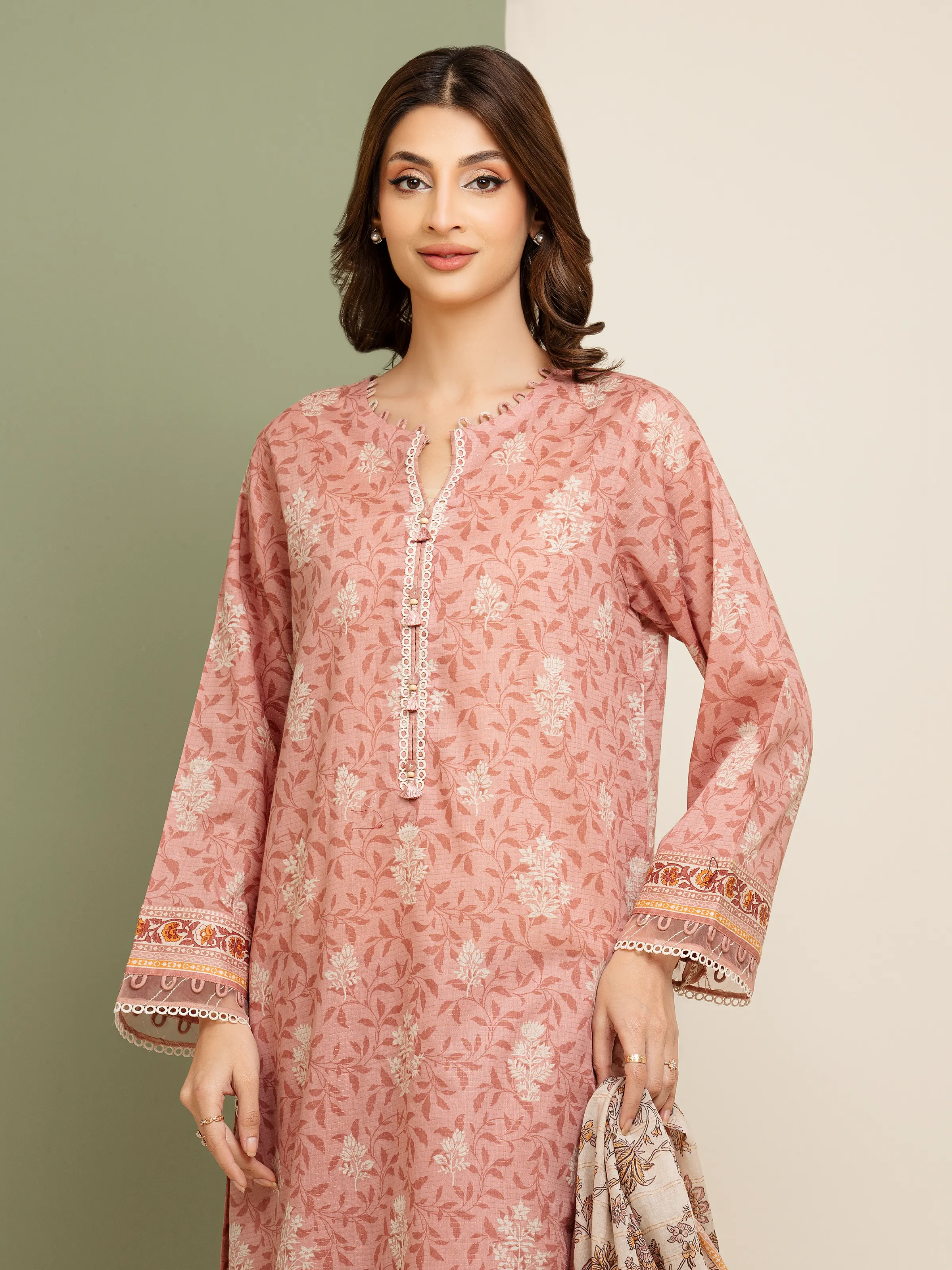 Printed Zari Lawn Suit - EWU5M6-012-3P - Image 3