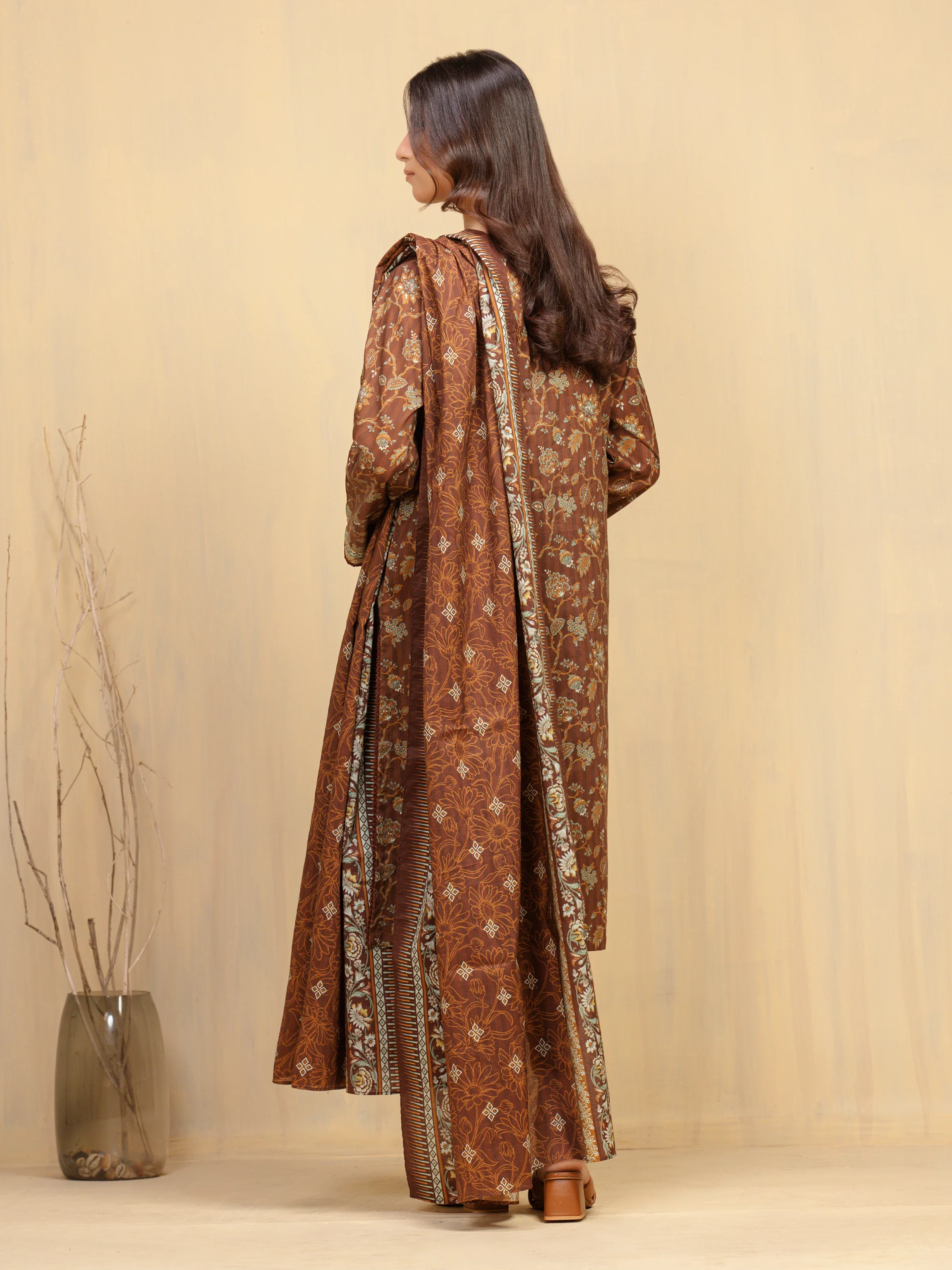 Printed Khaddar Shirt - EWU5A3-35997S - Image 5