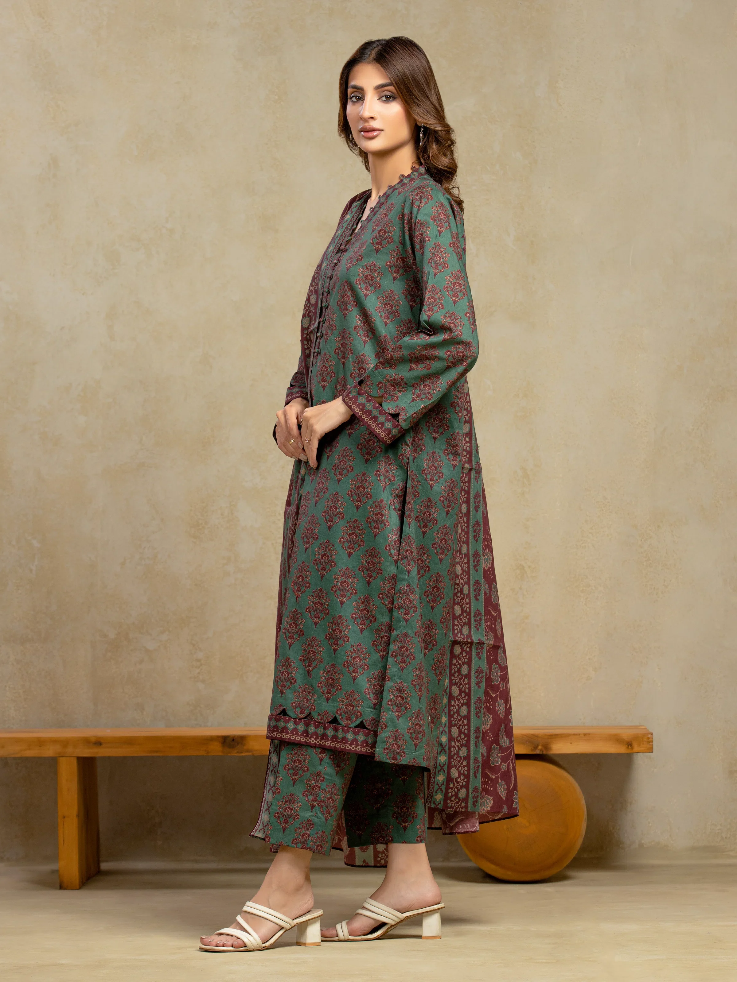 Printed Khaddar Shirt - EWU5A3-36116S - Image 5
