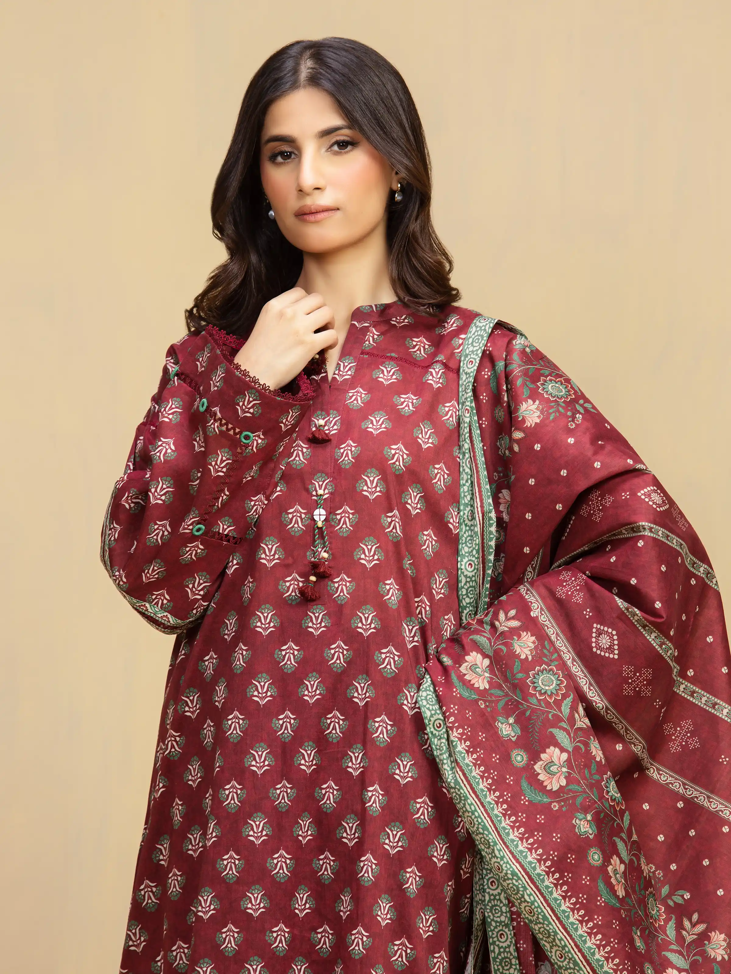 Printed Khaddar Shirt - EWU5A3-36129S - Image 2