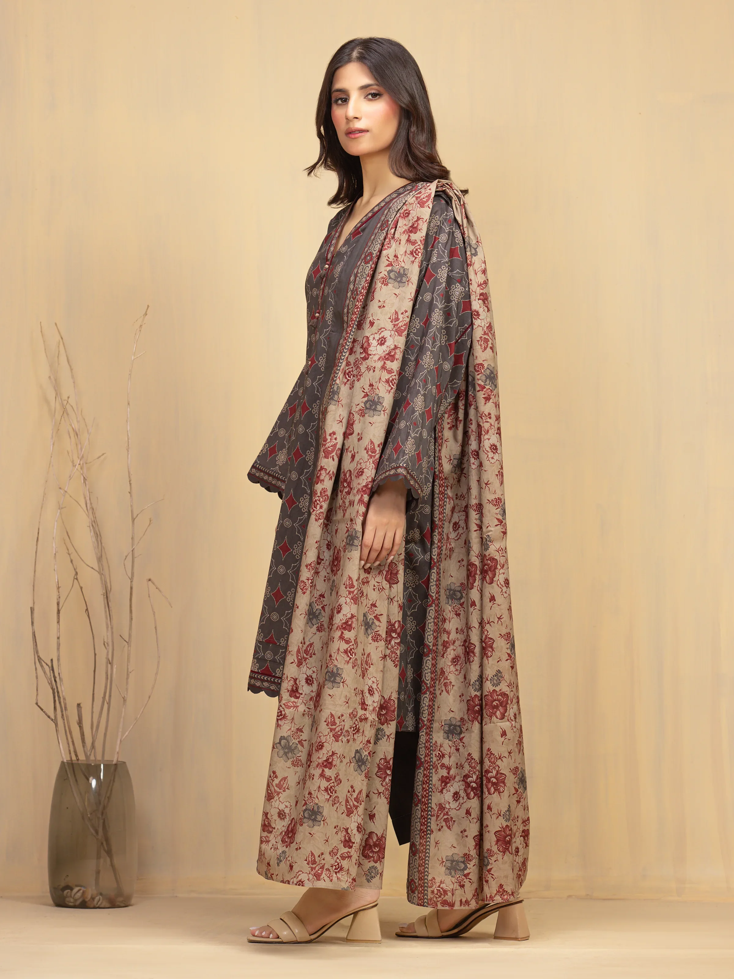 Printed Khaddar Shirt Trouser - EWU5A3-36000ST - Image 5