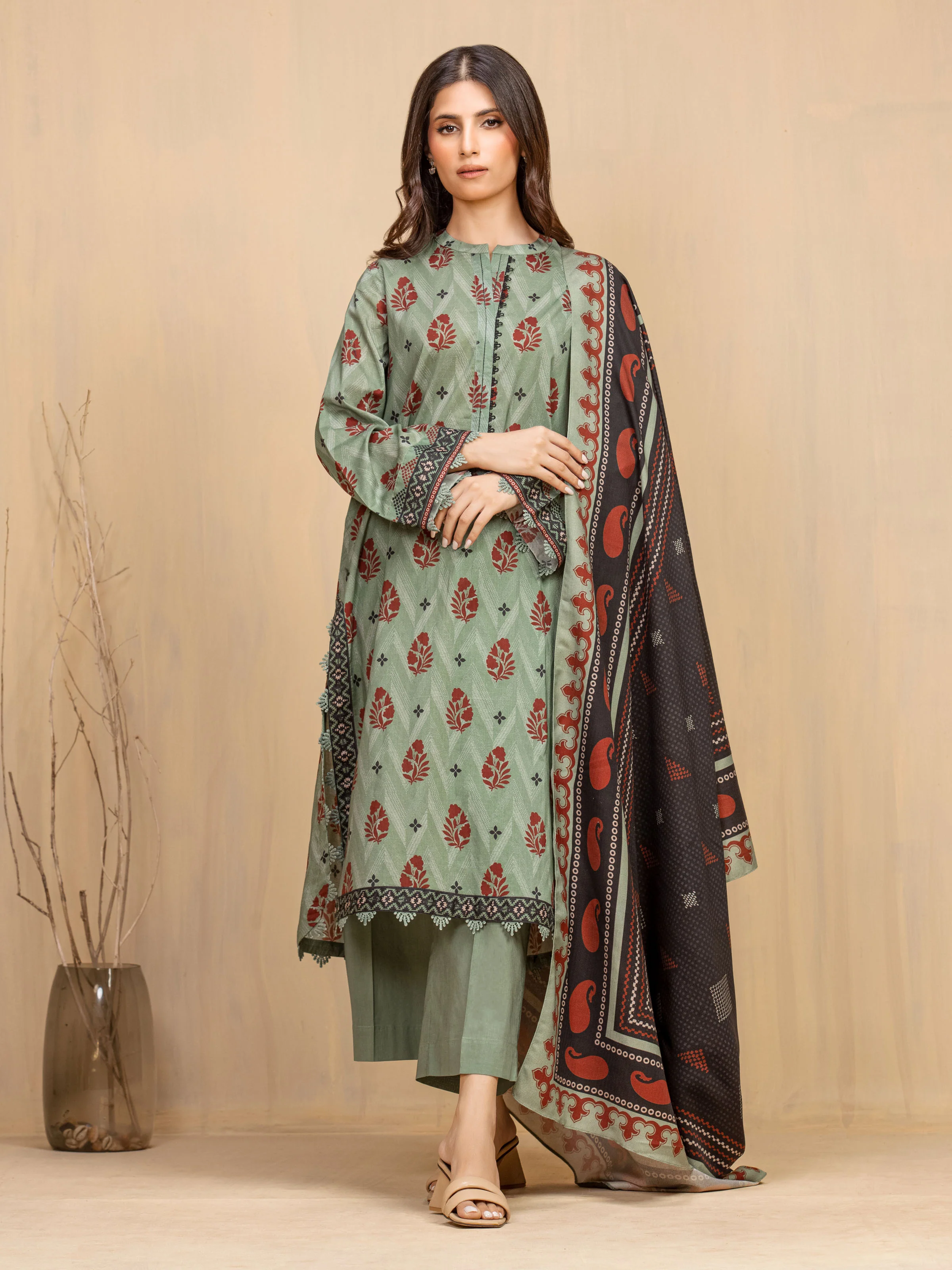Printed Khaddar Shirt Trouser - EWU5M3-018ST