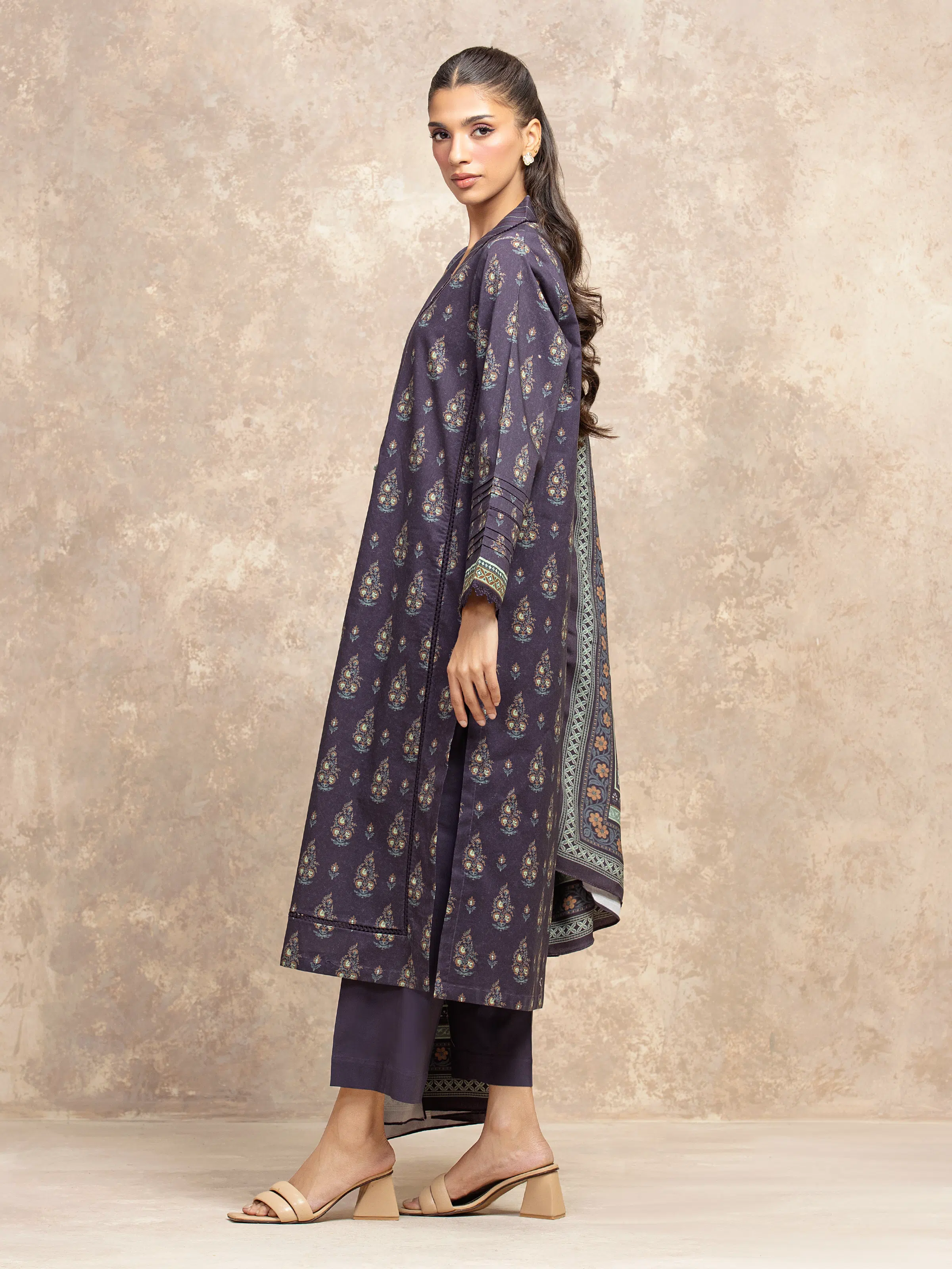 Printed Khaddar Shirt - EWU5M3-024S - Image 6