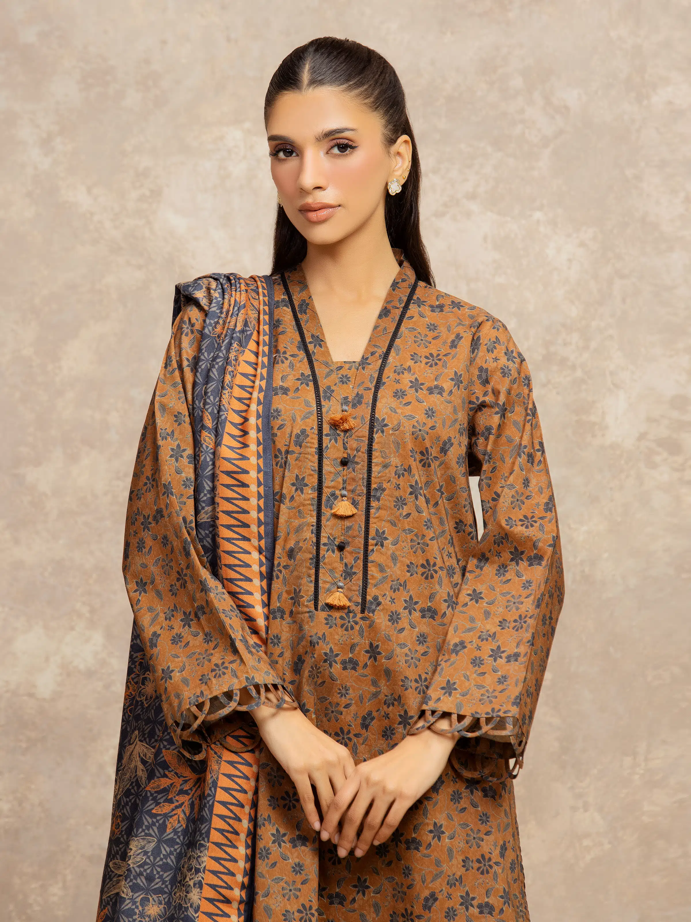Printed Khaddar Shirt Trouser - EWU5M3-029ST - Image 2